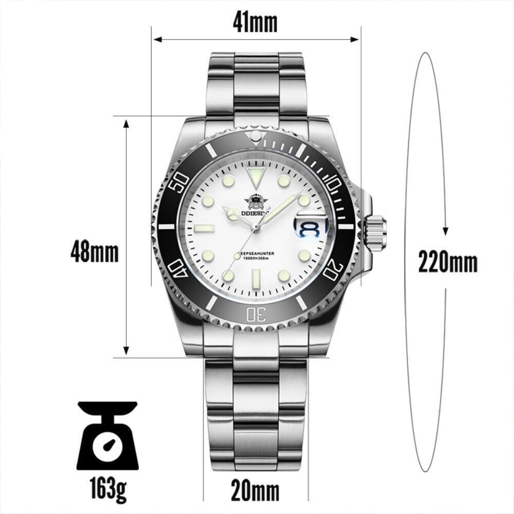 Men's Quartz Watch Ceramic Rotating Bezel Japan Miyota Movement 300M Waterproof