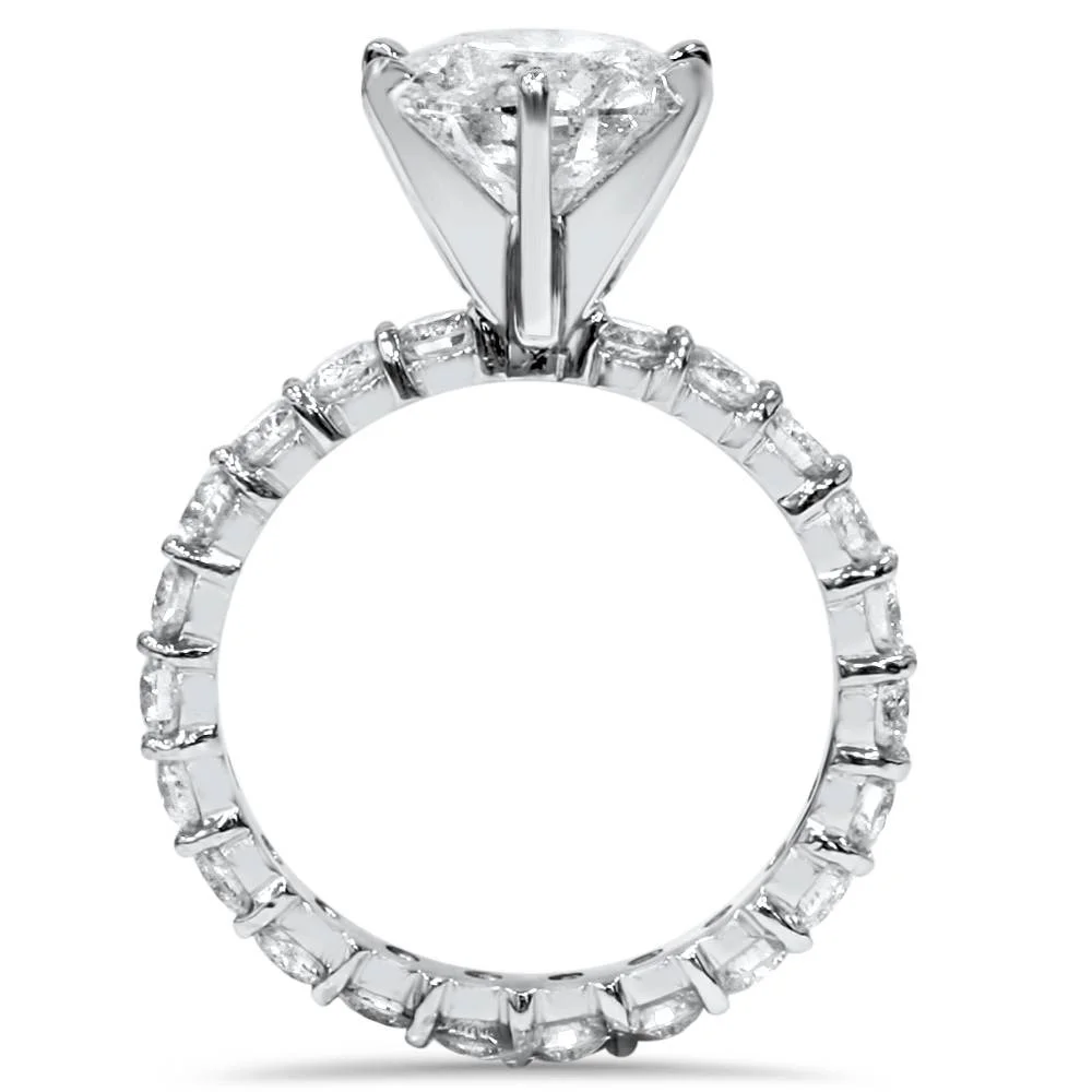 Pompeii3 9ct Diamond Engagement Ring Eternity Guard Band Set 14k White Gold