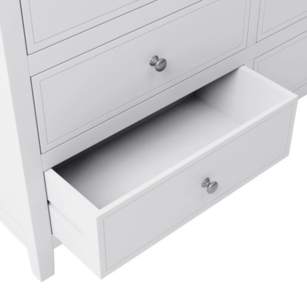 7 Drawers Solid Wood Dresser in White