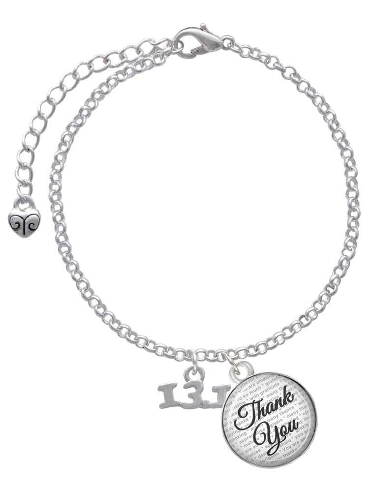 Delight Jewelry Silvertone Half Marathon - 13.1 - Domed Thank You Charm Bracelet, 6