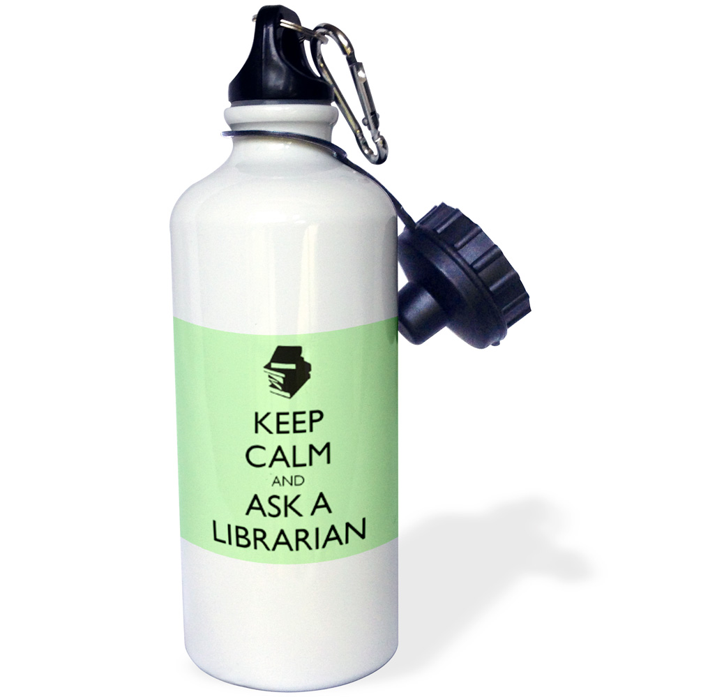 Keep Calm And Ask A Librarian Light Green 21 oz Sports Water Bottle wb-216325-1