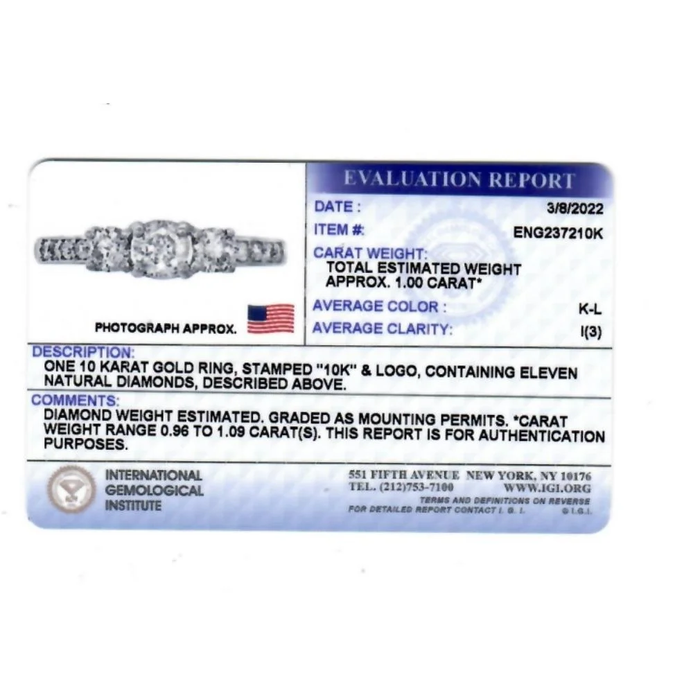 Pompeii3 Certified 1 Ct TDW Diamond 3-Stone Engagement Ring 10k White Gold (KL/I3)