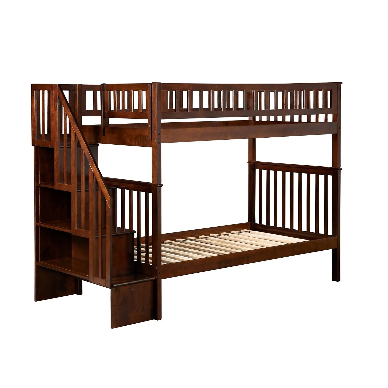 AFI Woodland Staircase Bunk Bed Twin over Twin in Walnut
