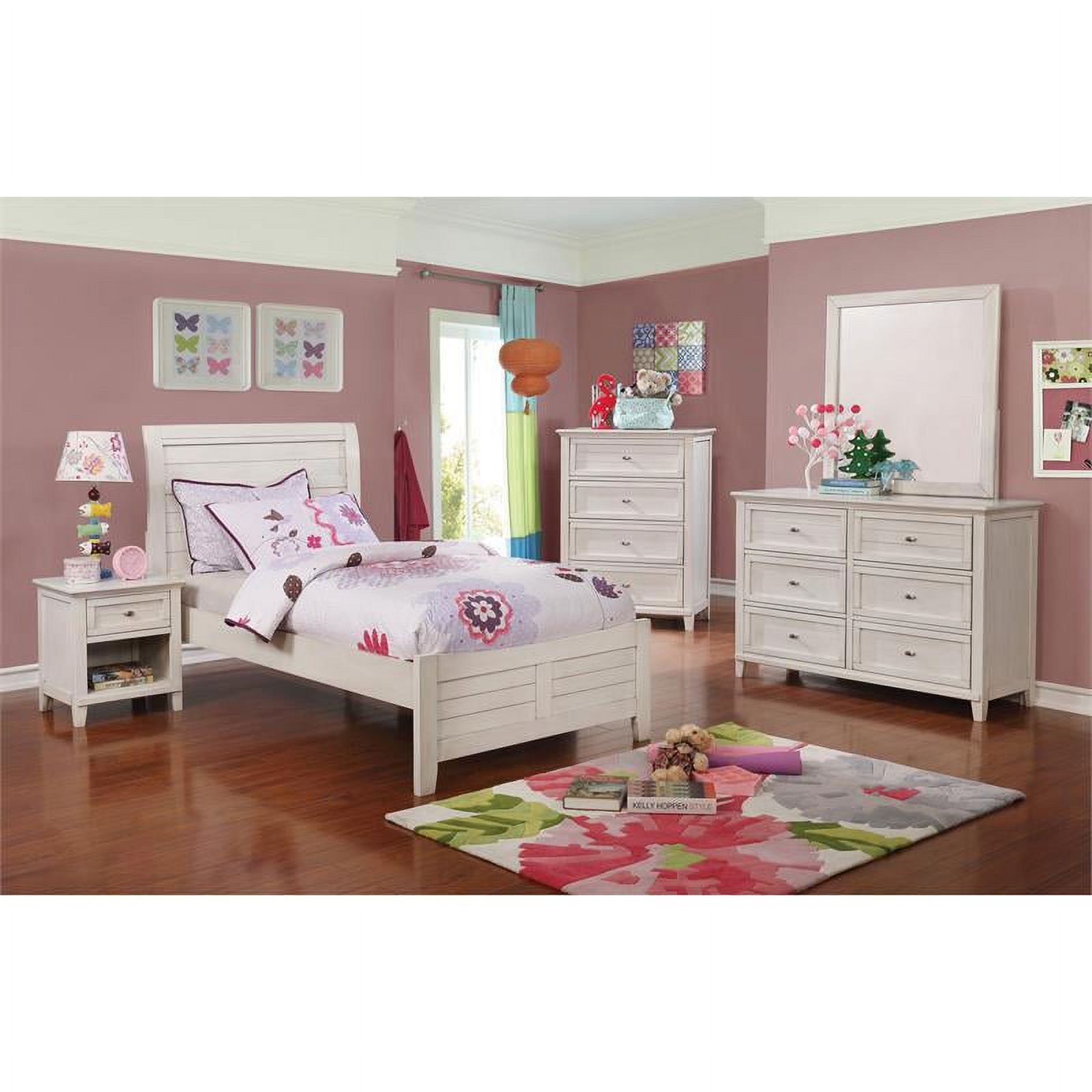 Furniture of America Gamora Transitional Solid Wood Full Bed in Antique White