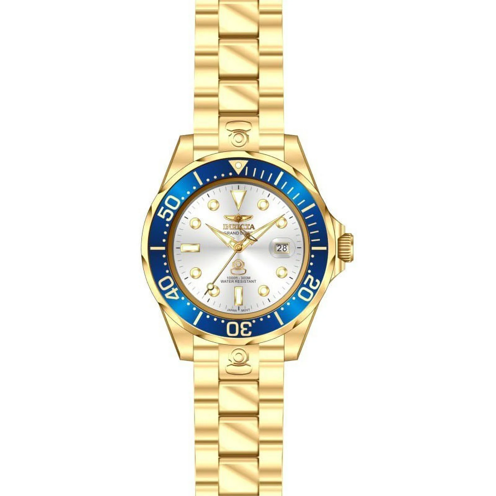 Invicta Men's 13872 Grand Diver Automatic Silver Dial Gold Tone Steel Dive Watch