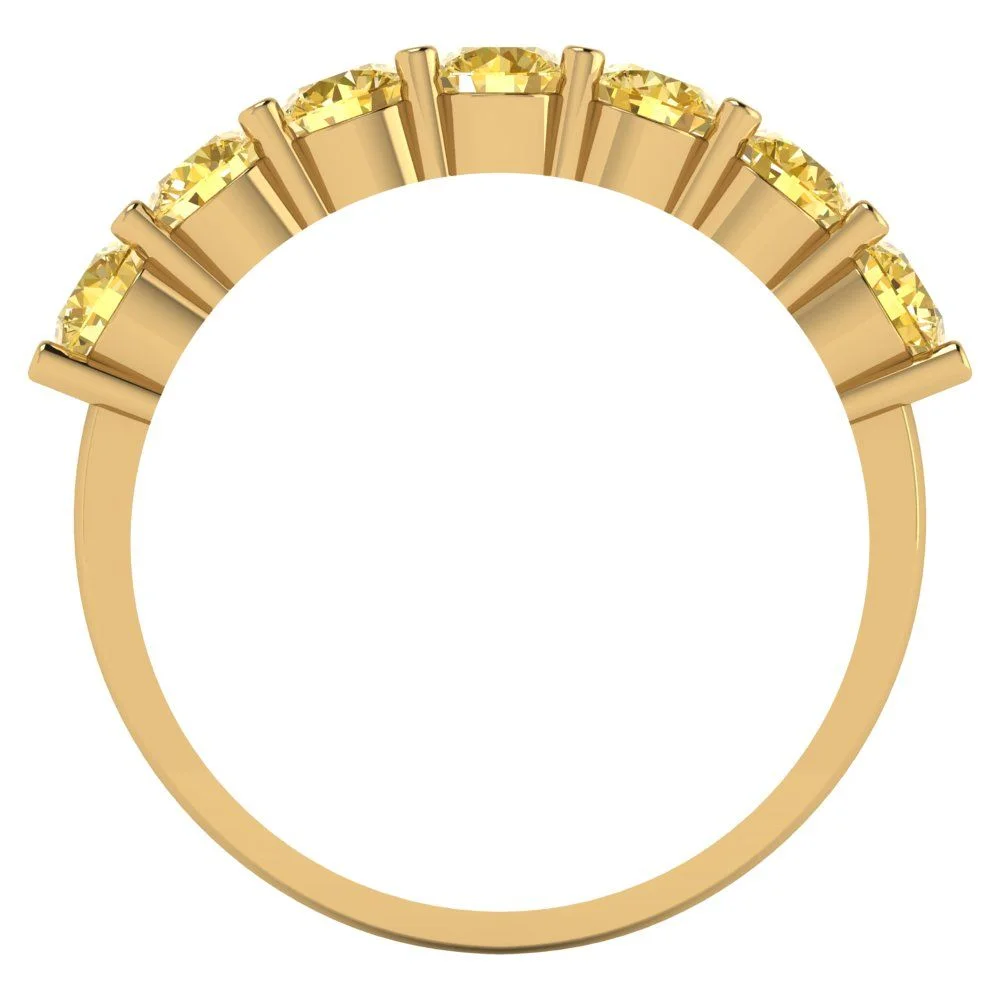 1.05 ct Brilliant Round Cut Natural Citrine 14k Yellow Gold Stackable Band SZ 6.75