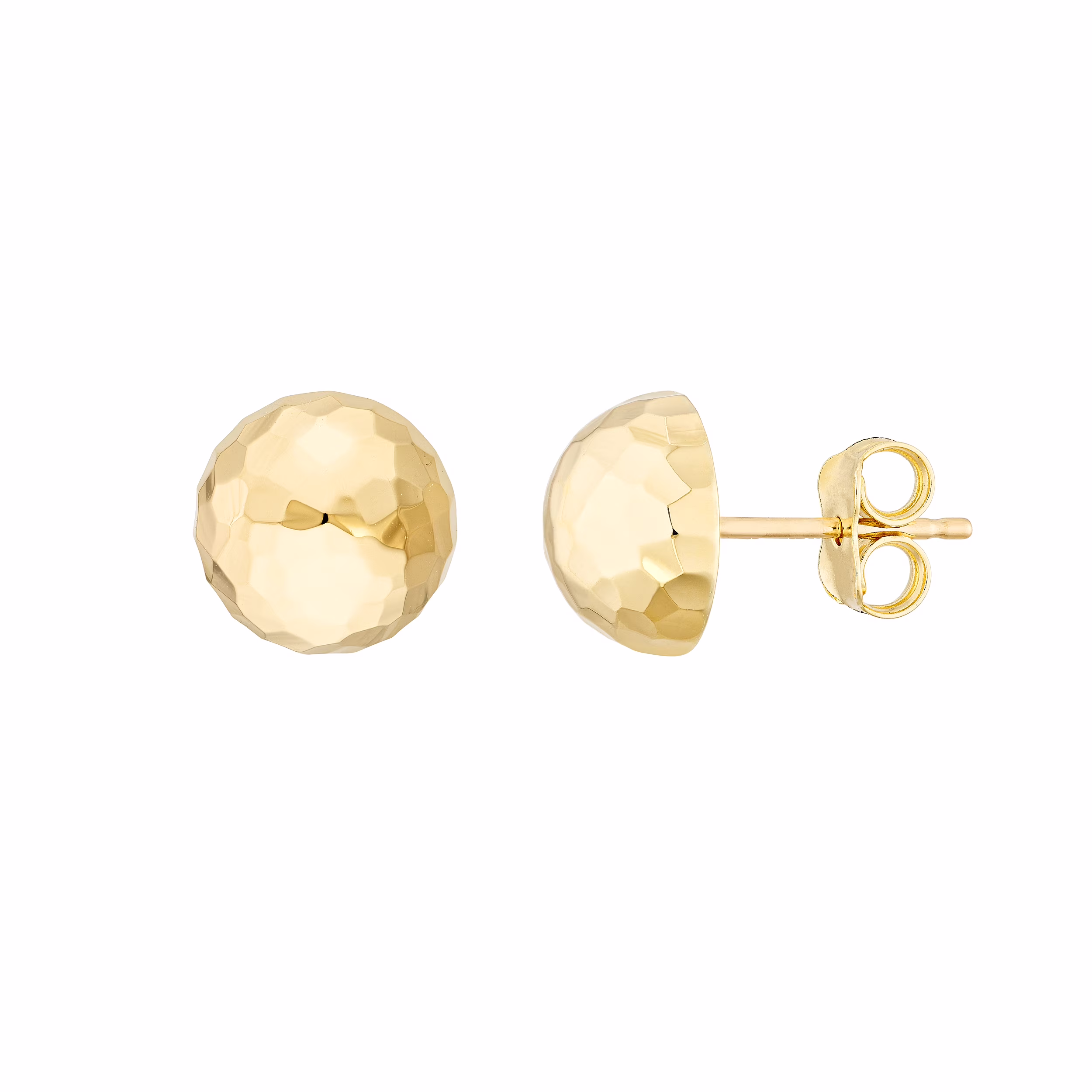 14K Yellow Gold Half Disco Ball D/C Stud Earrings - Women