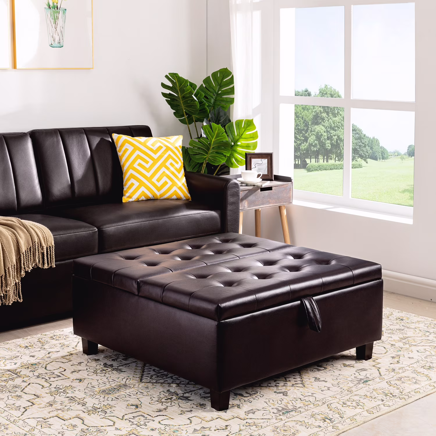 Naomi Home Upholstered Lift Top Ottoman - Espresso