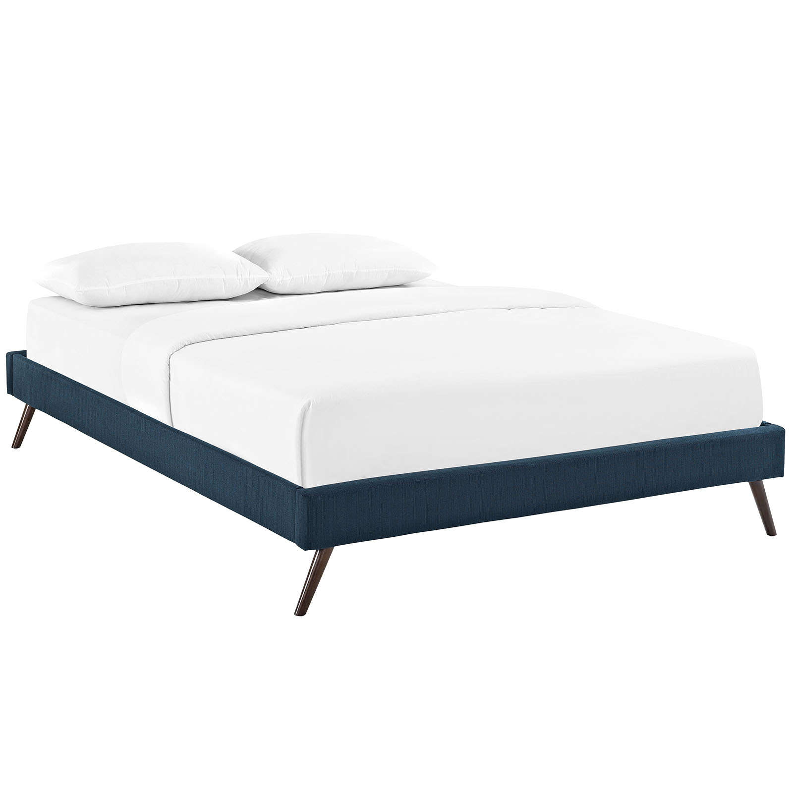 Modway Helen Queen Fabric Bed Frame with Round Splayed Legs in Azure