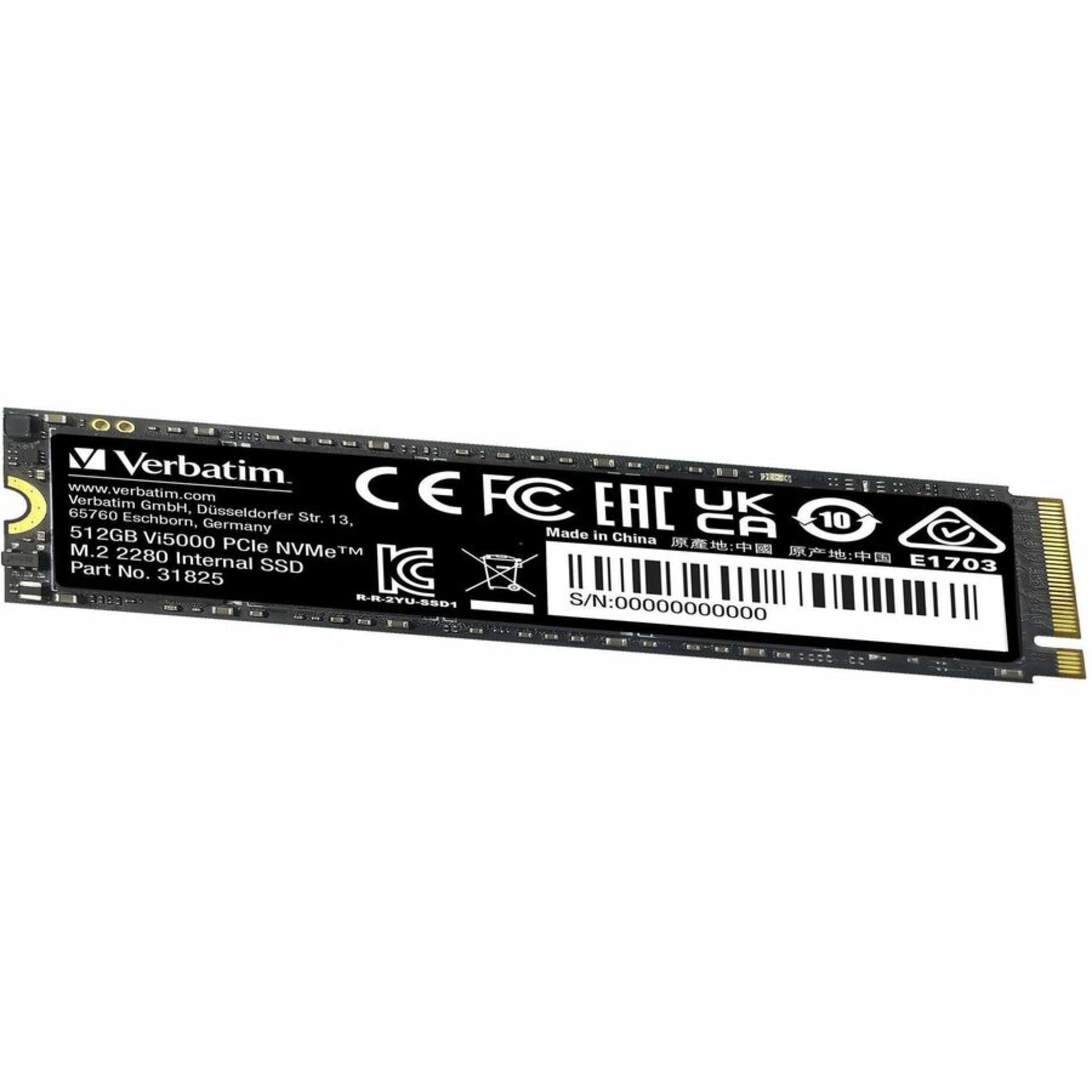 Verbatim Vi5000 512 GB Solid State Drive, M.2 2280 Internal, PCI Express NVMe (PCI Express NVMe 4.0)