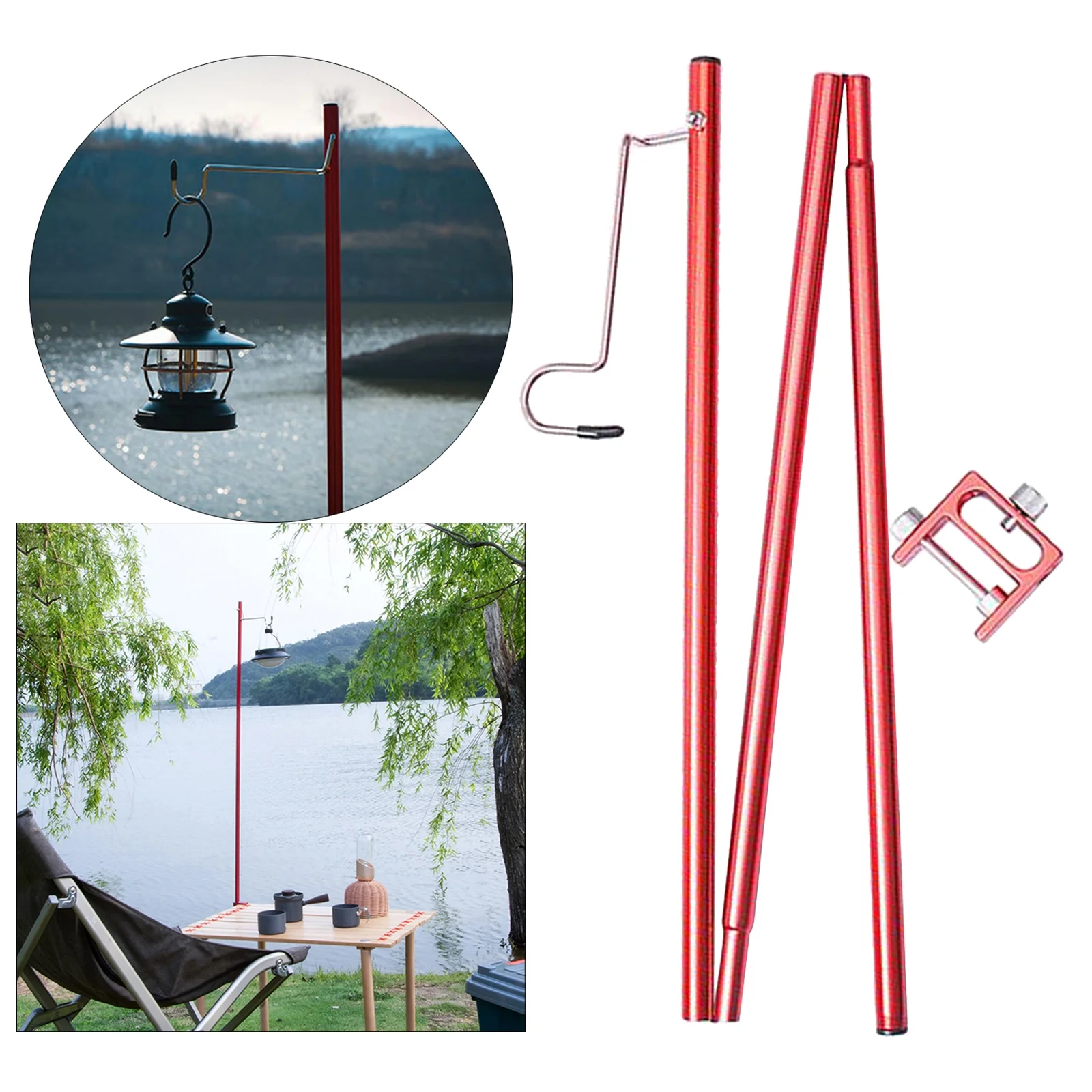 1Pc Folding Lightweight Camping Lantern Holder Lamp Holder Poles Red