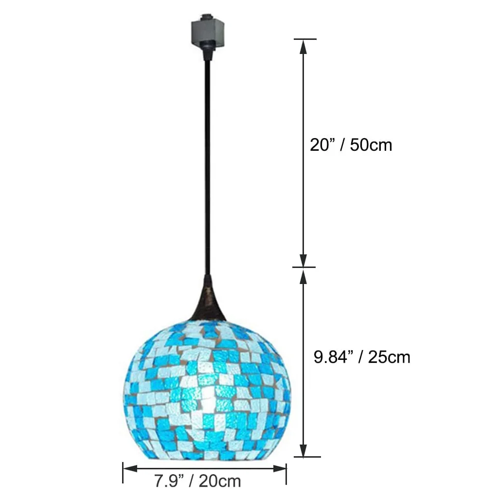 Kiven J Track Pendant Lightning, 1 Light Modern J Track Light Heads with Glass Shade for Bedroom Kitchen Home Lighting,E26 Socket