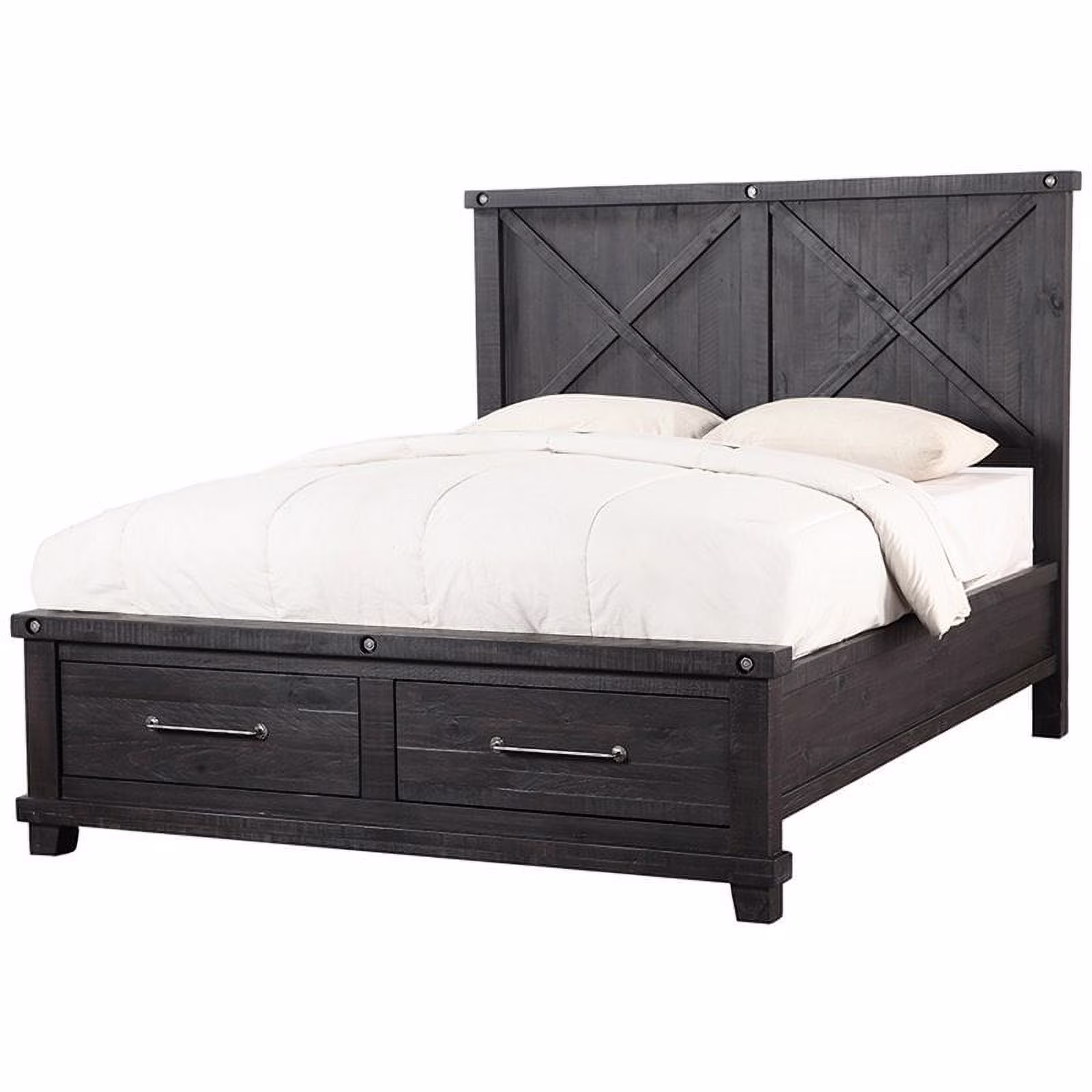 Bowery Hill Farmhouse Wood California King Panel Storage Bed in Espresso