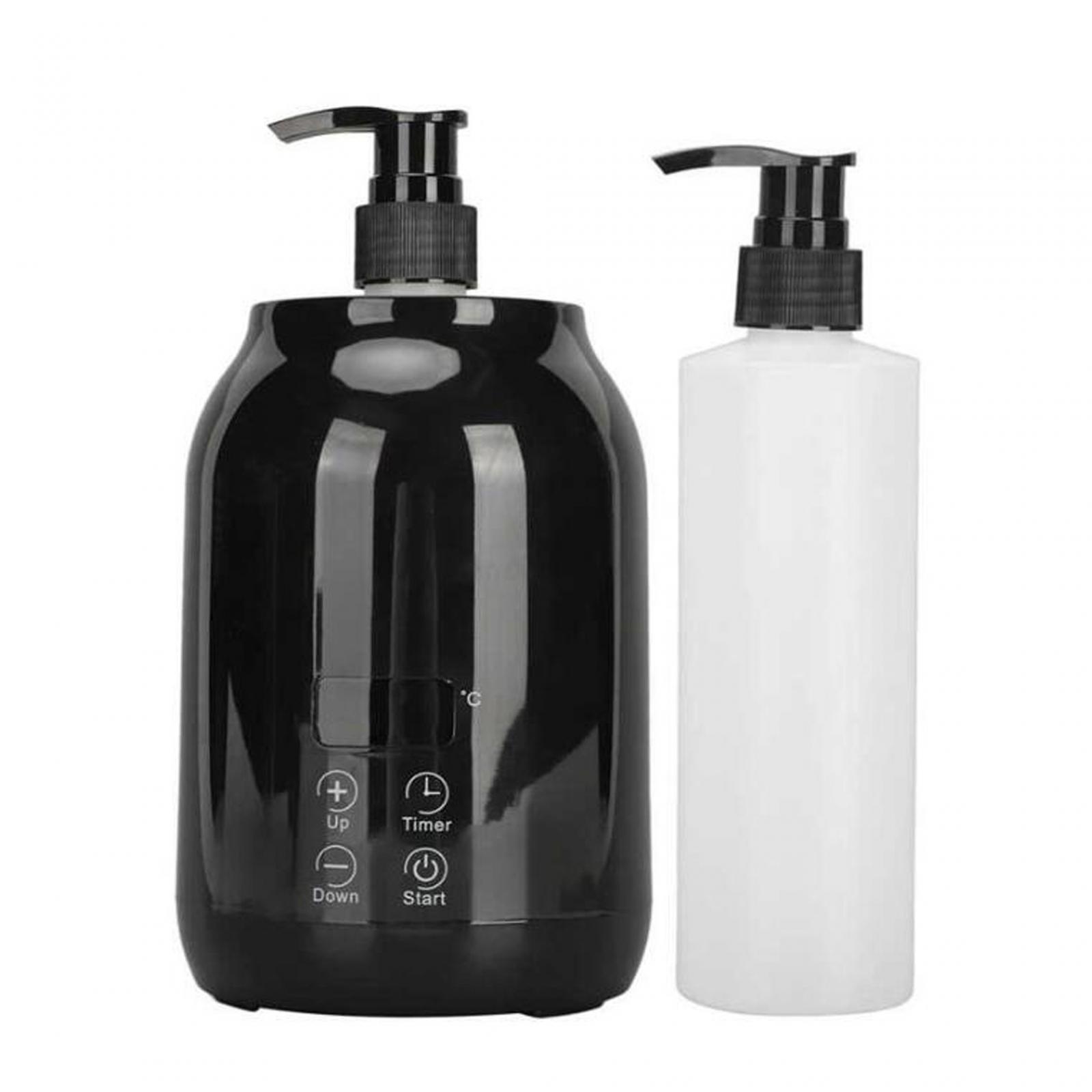 Single Bottle Massage Oil Heater Quick Heating Small with 2Pcs Empty Bottles Black