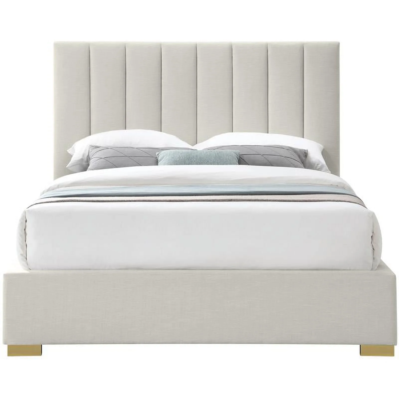 Meridian Furniture Pierce Beige Linen Textured Fabric King Bed