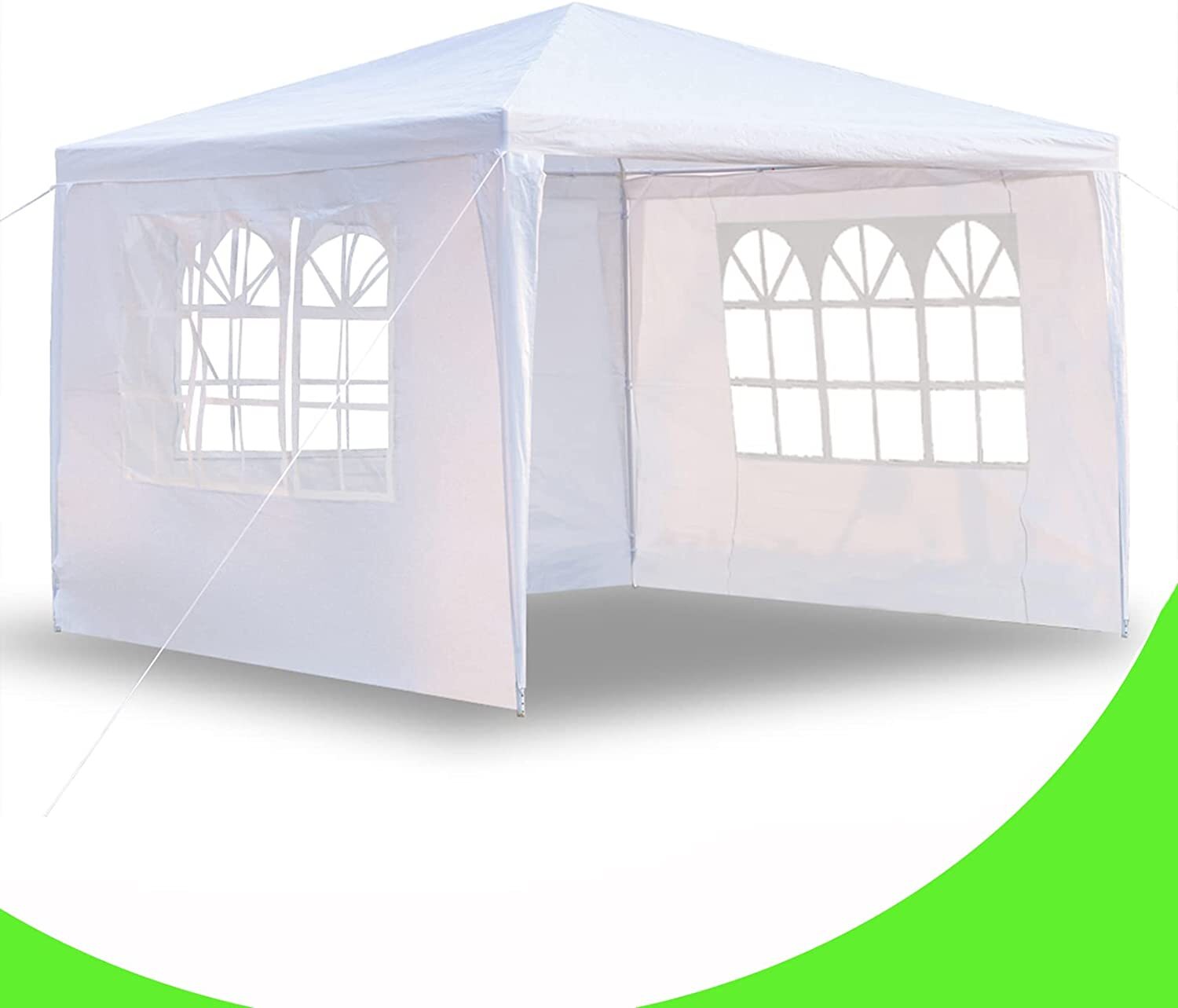 10'x10' Party Tent Canopy Shelter with 4 Sidewalls Heavy Duty Gazebo Steel Frame PE Cover for Camping, Wedding, Trades