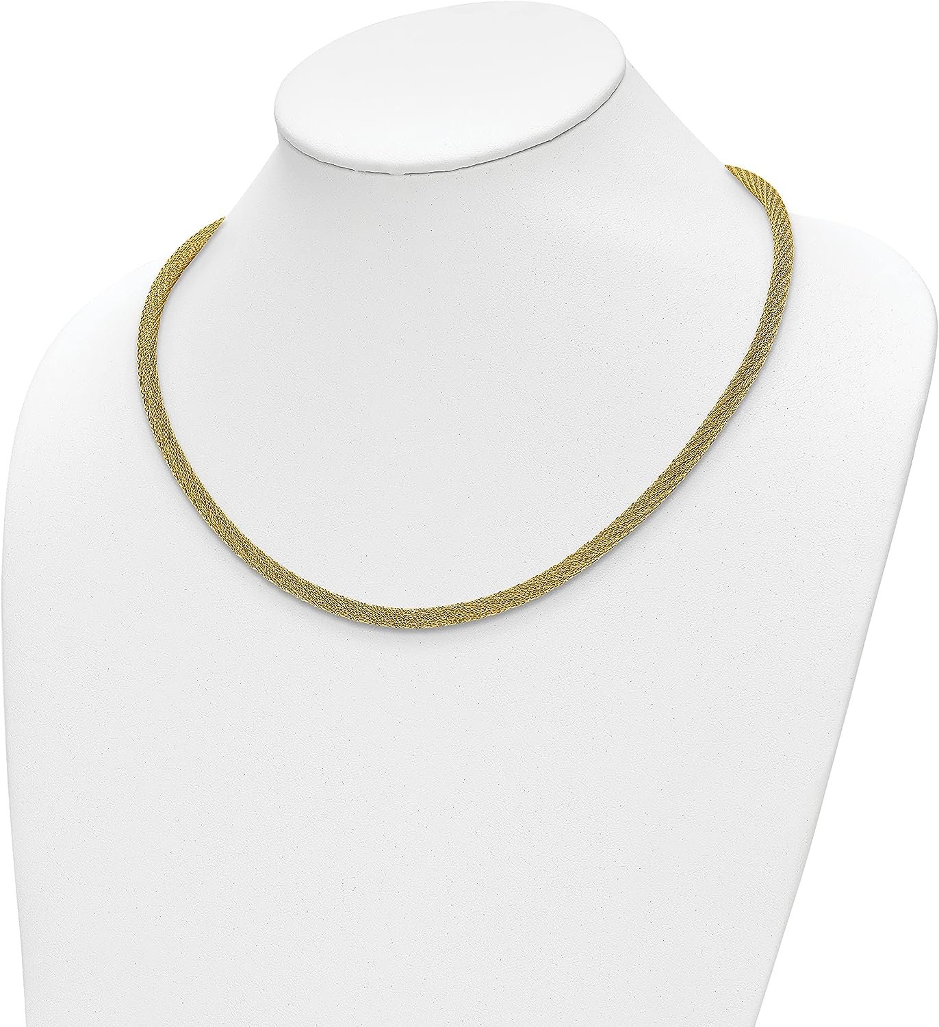 Avariah 14K Yellow Gold Polished Textured Mesh w/ .75in ext. Necklace - 18.5