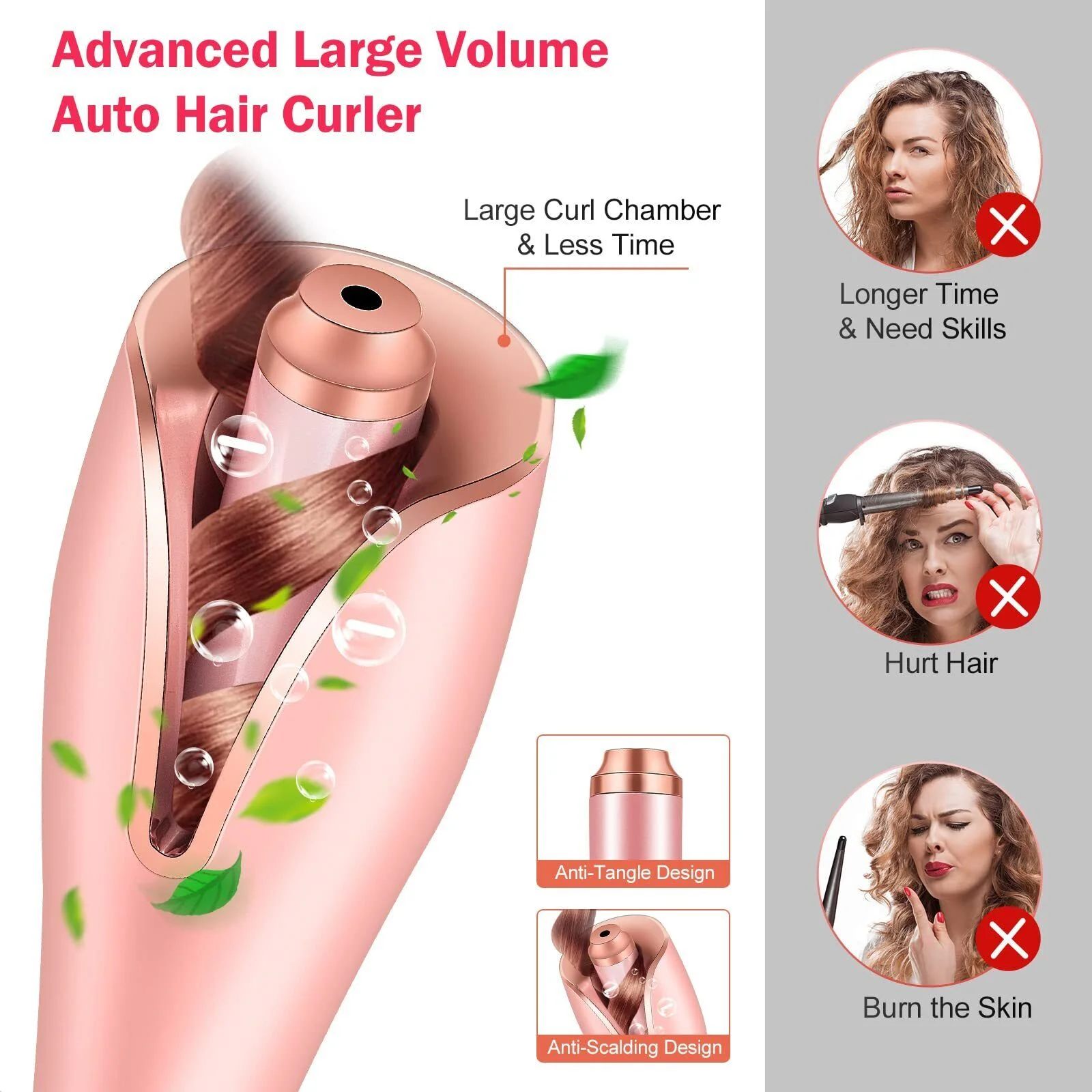 JLLOM Automatic Curling Iron Air Curler Air Spin Ceramic Rotating Air Curler Air Spin