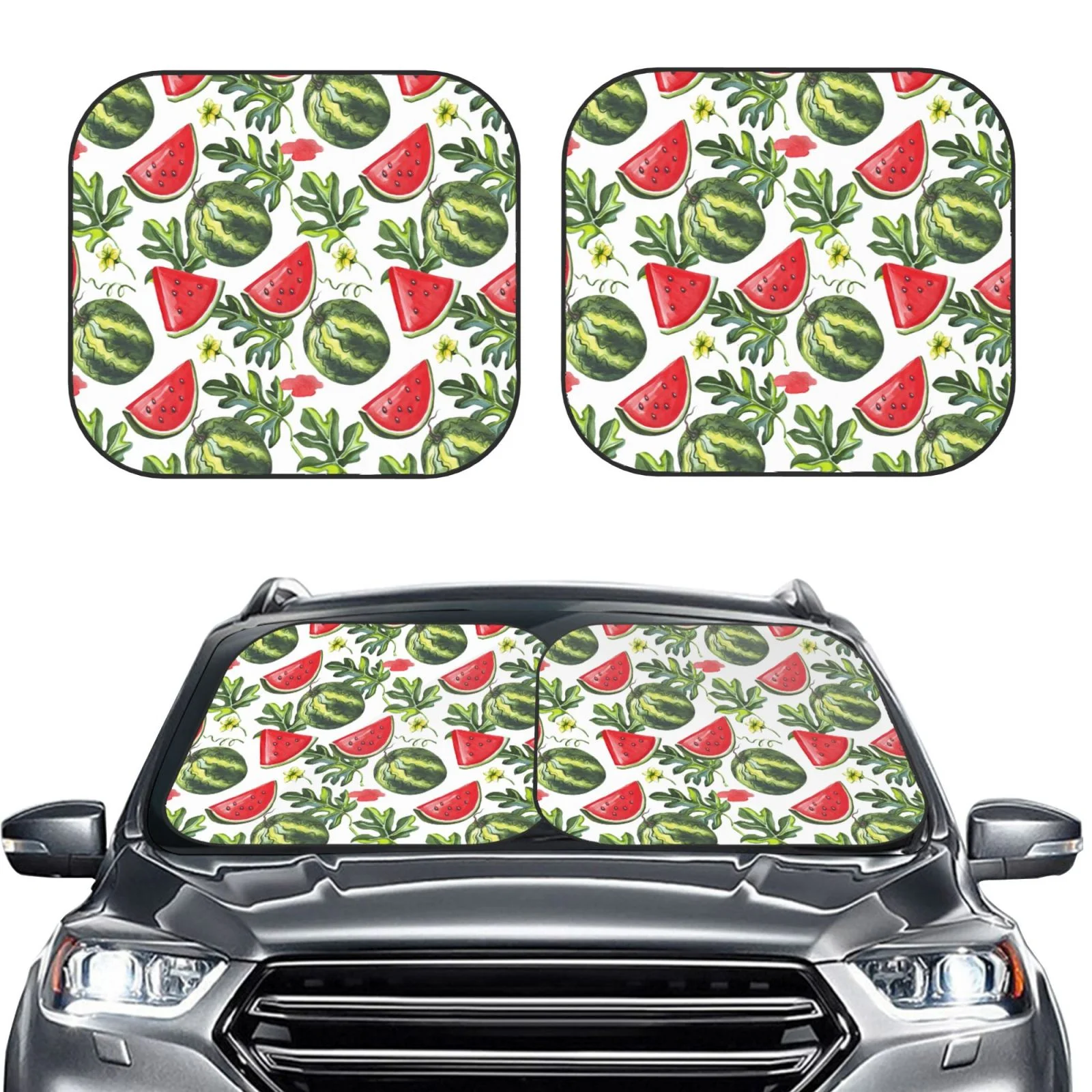 Lukts Watermelons Print 2 Piece Car Sun Shade Windshield,Foldable Car Shade Front Windshield With Keeps Your Vehicle Cool, For Most Sedans Suv And Trucks - Medium