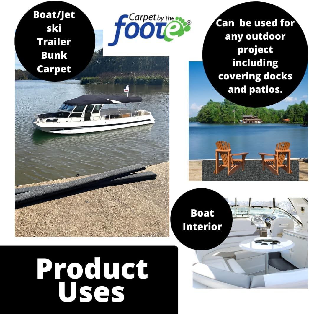 Boat Trailer Bunk Carpet, Trailer Guide Carpet, Marine Carpet, Boat Carpet, Bunk Padding, (Midnight Grey, 20oz 12