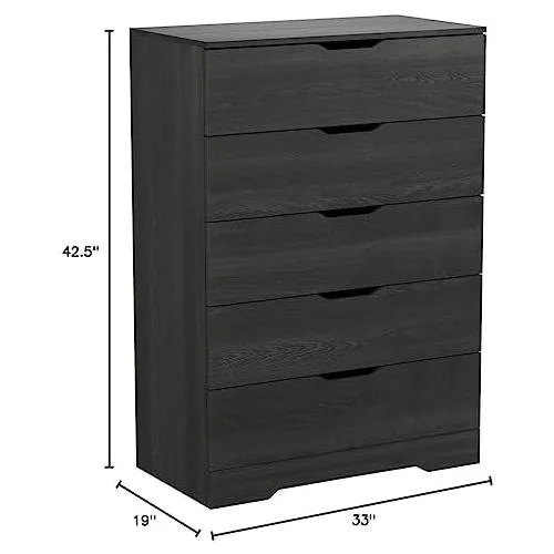 Collection 5-Drawer Dresser, Gray Oak With Cutout Handles