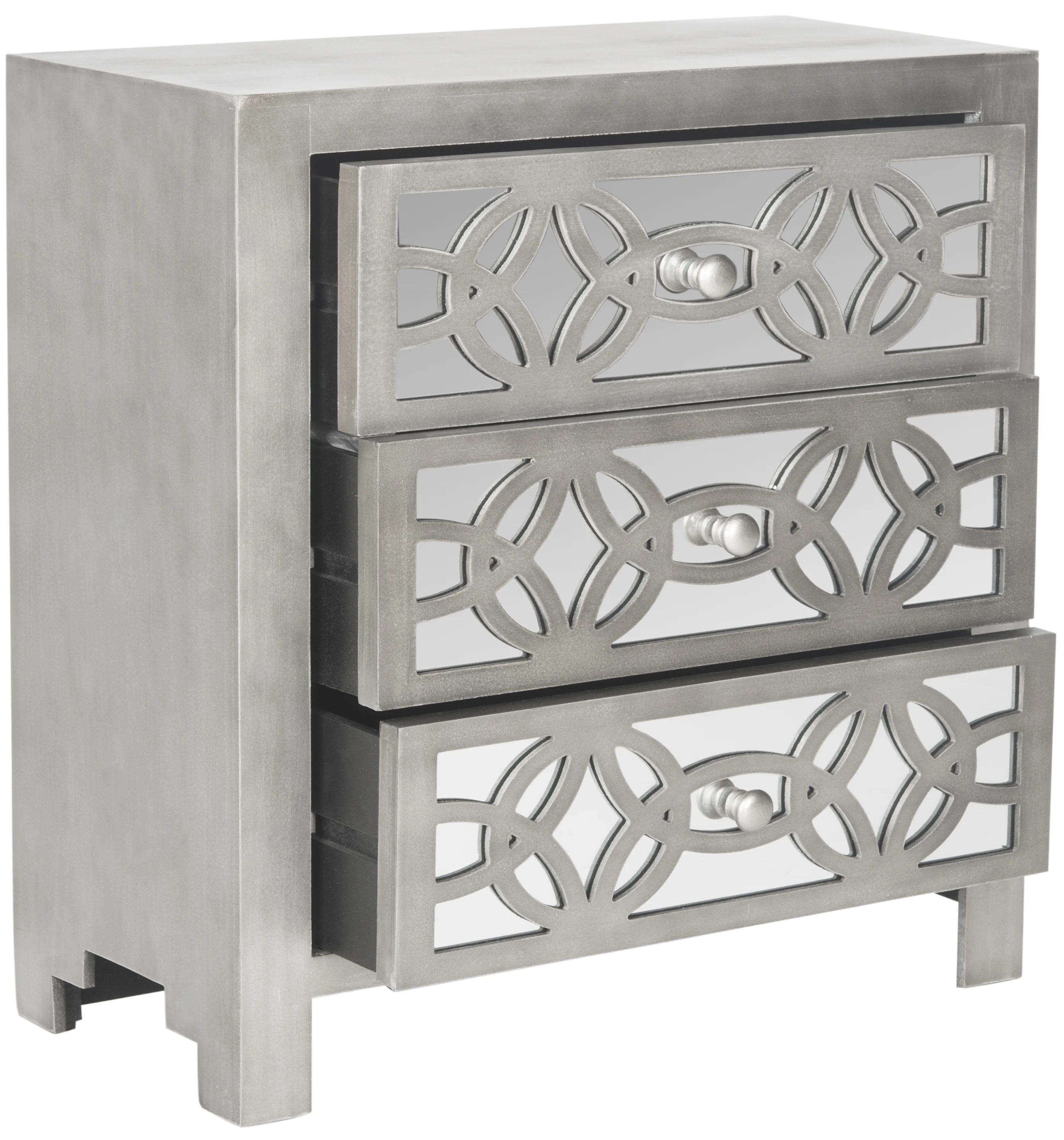 SAFAVIEH Tasha 3 Drawer Geometric Glam Chest, Grey/Mirror