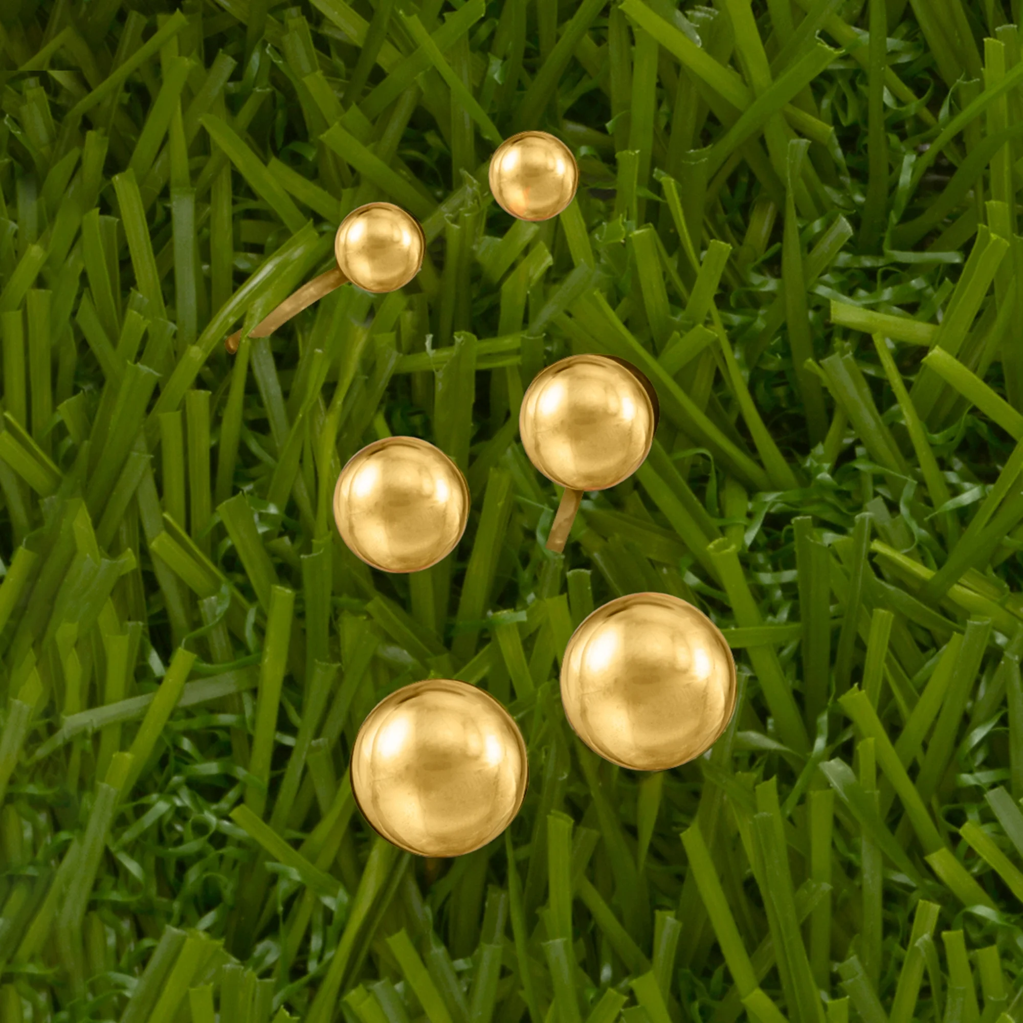 Ross-Simons Italian 4-8mm 18kt Yellow Gold Ball Stud Jewelry Set: 3 Pairs Of Earrings, Women's, Adult