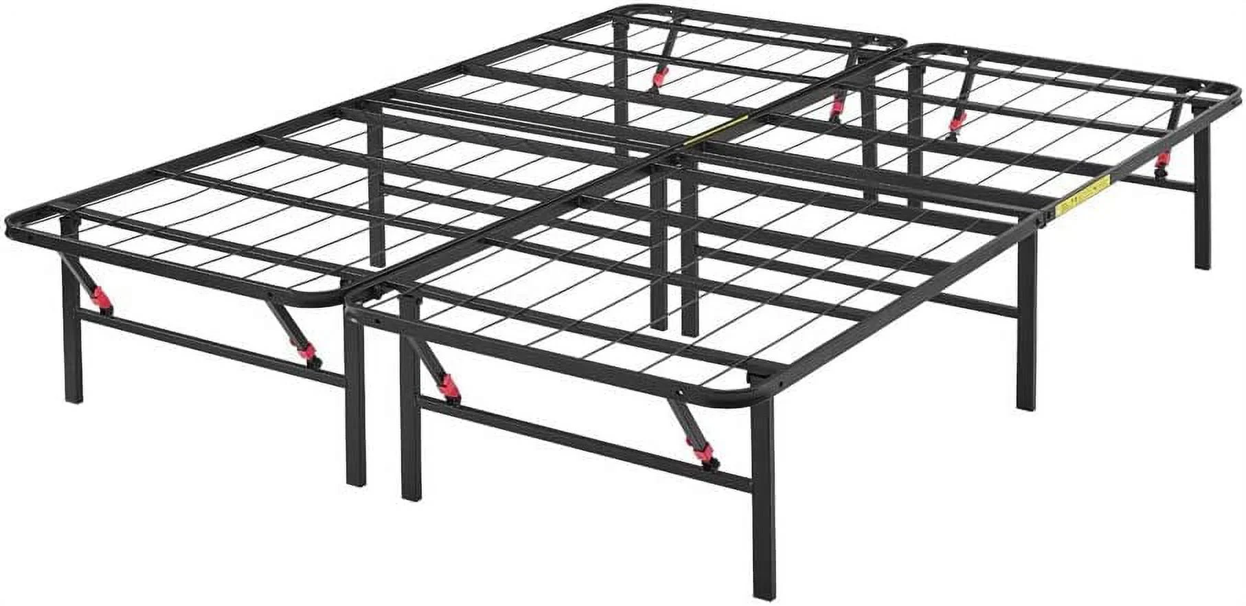 Foldable Metal Platform Bed Frame with Tool Free Setup 14 Inches High  Queen Black