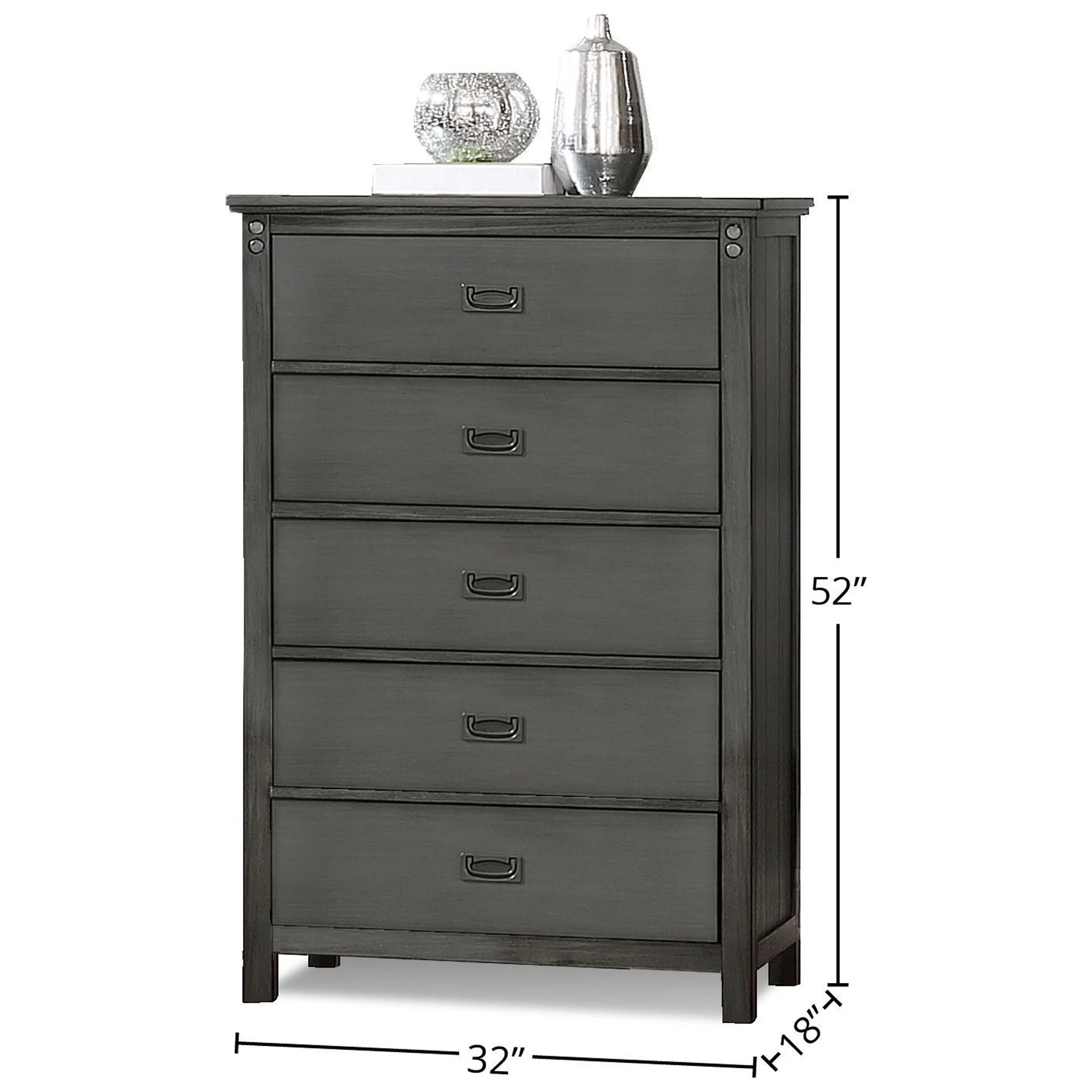 Bella Esprit 52578-DR 56.9 in. Wooden Dresser, Charcoal