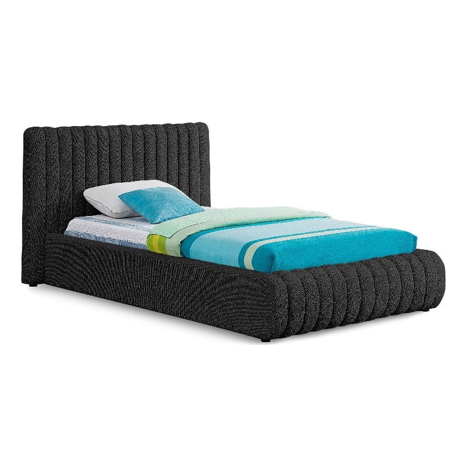 Meridian Furniture Nash Black Boucle Fabric Twin Bed