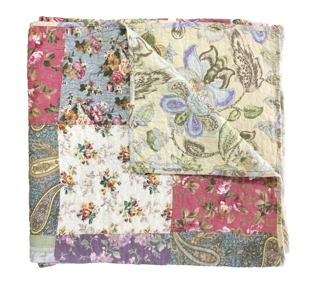 Greenland Home Blooming Prairie 100% Cotton Reversible Quilt and Pillow Sham Set, 2-Piece Twin/Twin XL