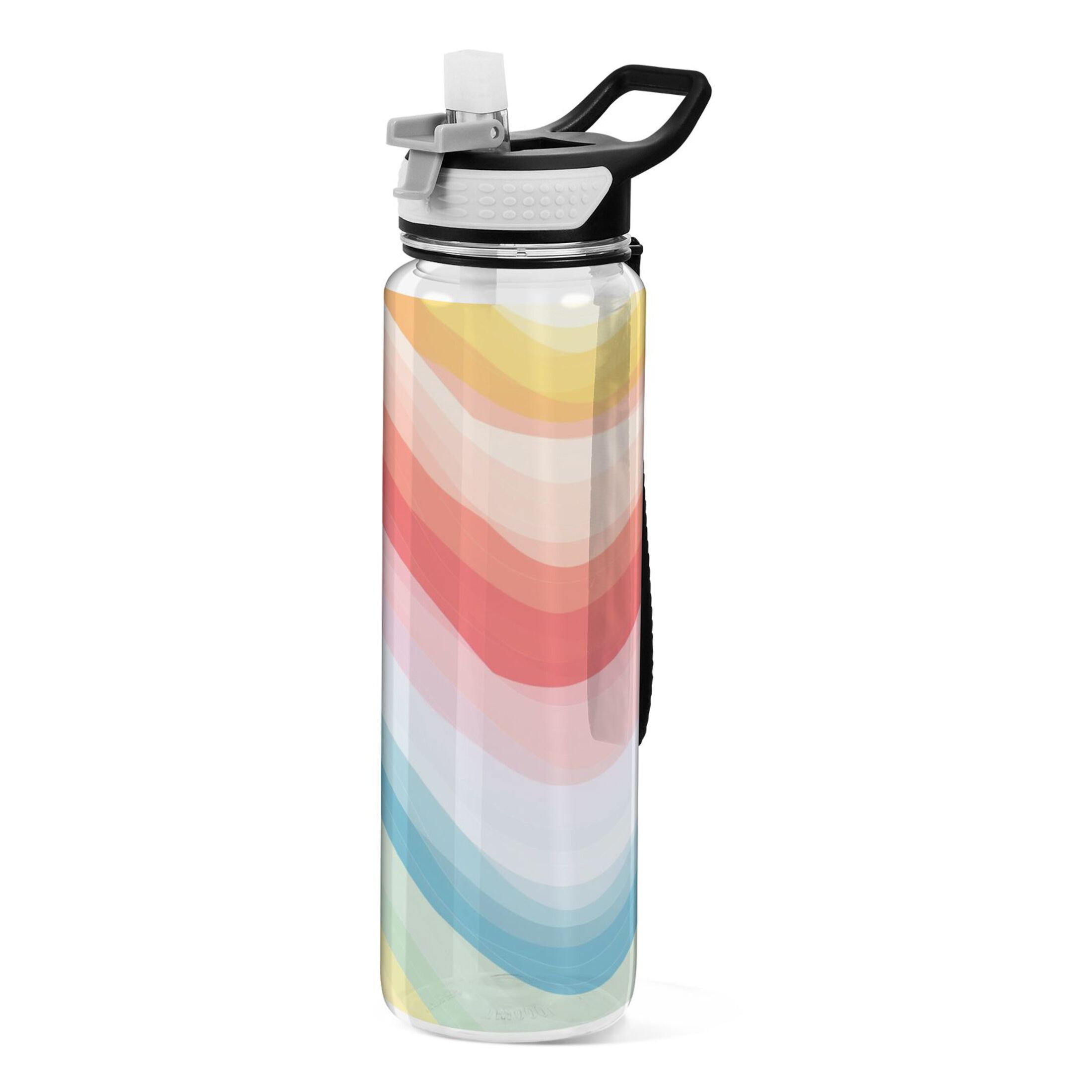 Abstract Rainbow 32oz Sports Water Bottles Leakproof Tritan Bottle with Straw BPA Free Clear Bottle for Fitness Gym Outdoor Cycling