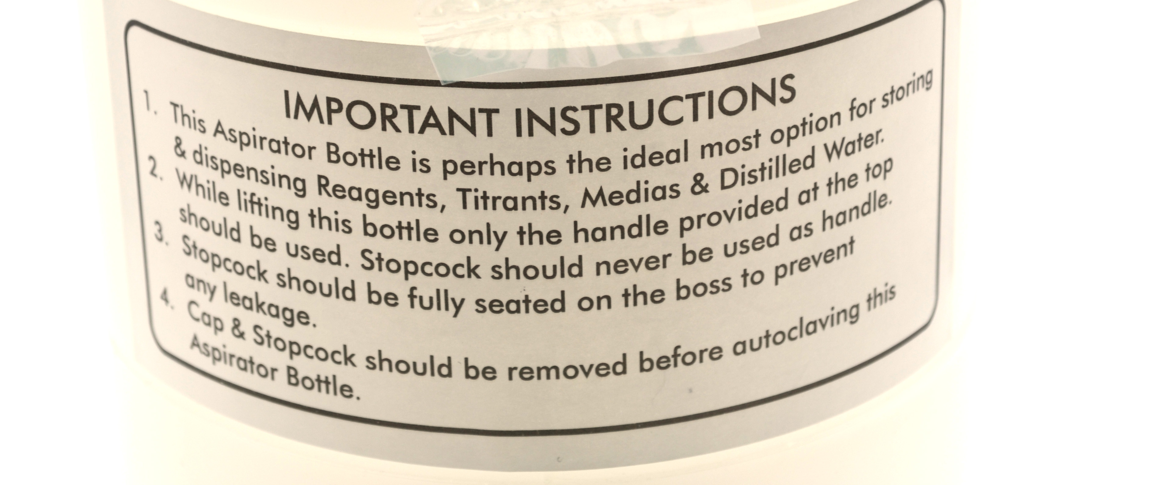 20 Liter Polypropylene Aspirator Bottle with Leak Proof Spigot - Eisco Labs