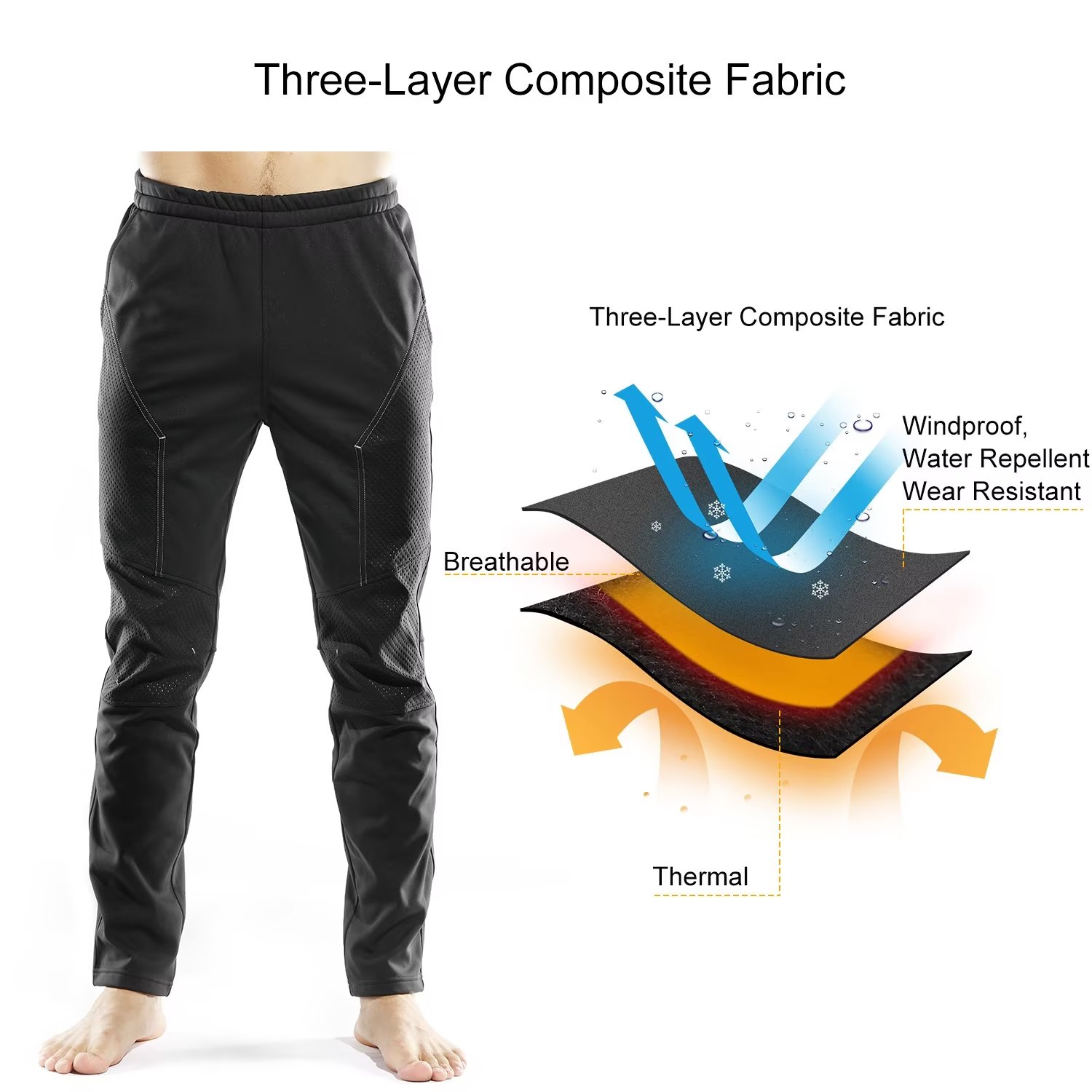 INBIKE Winter Fleece Windproof Thermal Pants for Cycling Running Hiking Outdoor Multi Sports Small