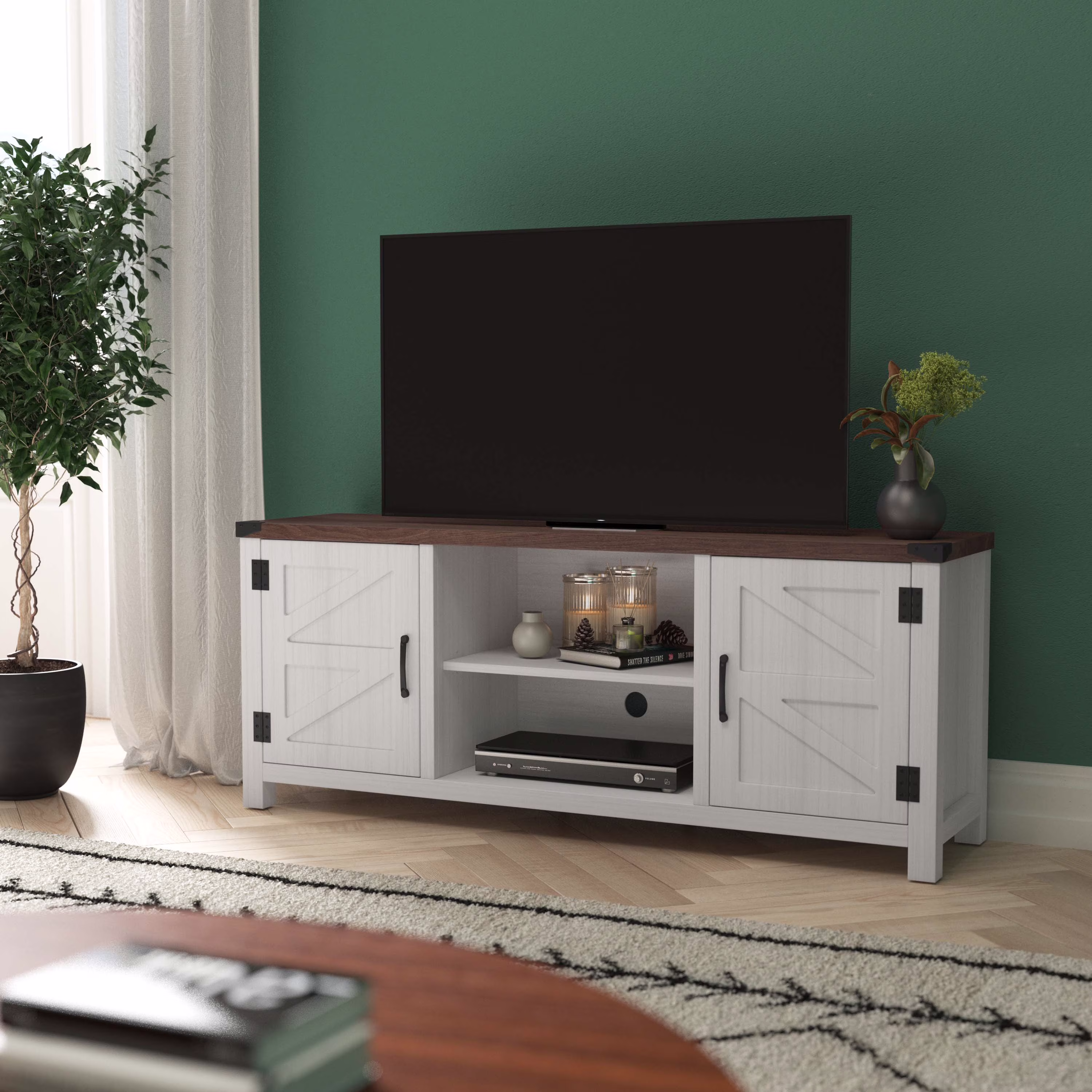 Emma + Oliver Barn Door Style TV Stand for up to 65