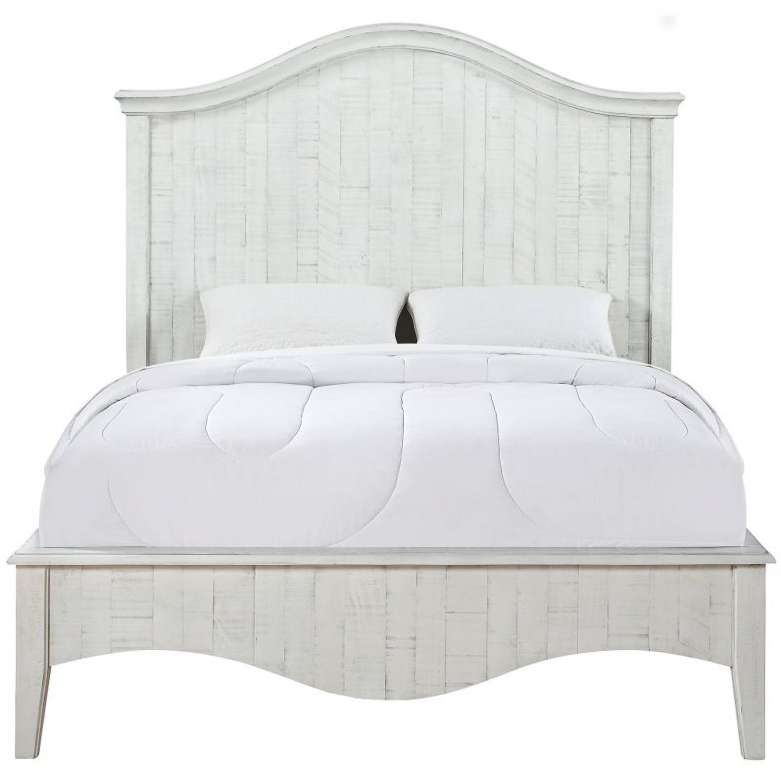 Bowery Hill Farmhouse Solid Wood Queen Panel Bed in Weathered White