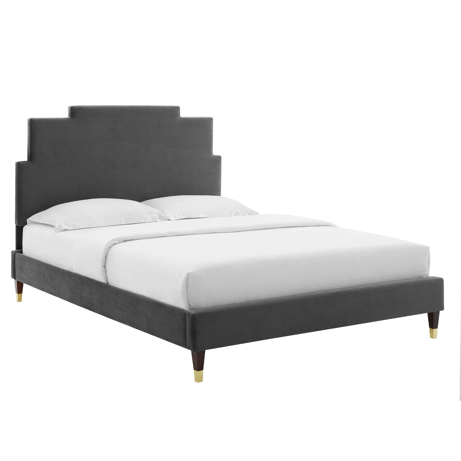 Modway Lindsey Performance Velvet King Platform Bed in Charcoal