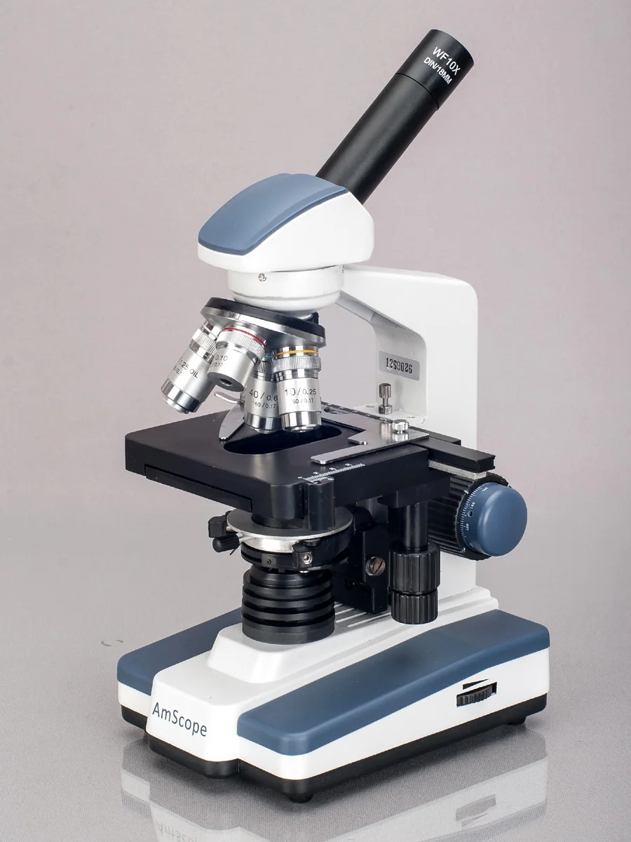 AmScope 40X-2500X LED Digital Monocular Compound Microscope w 3D Stage +1.3MP USB Imager New