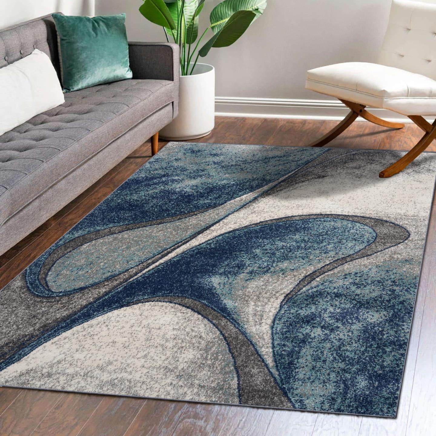 Luxe Weavers Tower Hill Abstract Area Rug Blue 8x10