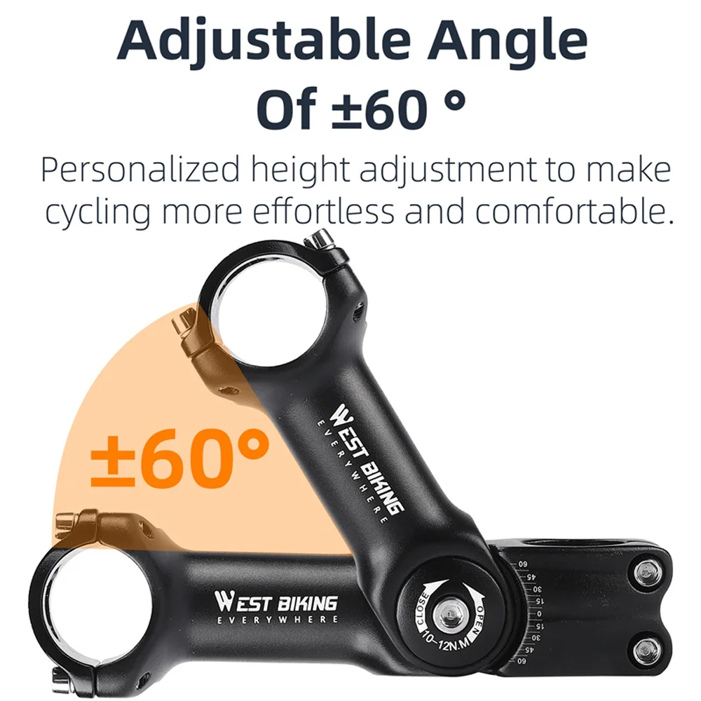 ametoys Variable 60 Degree Angle Handlebar Stem, Aluminum Alloy Bike Handlebar Riser - Customize Your Riding Position!