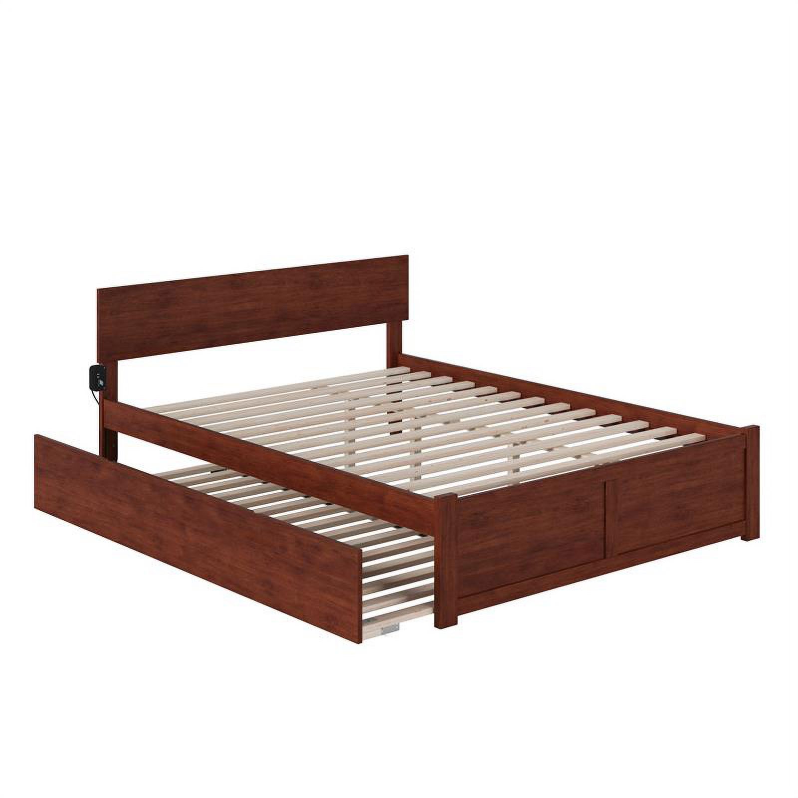 Bowery Hill Wood Queen Bed with Footboard/Trundle in Walnut