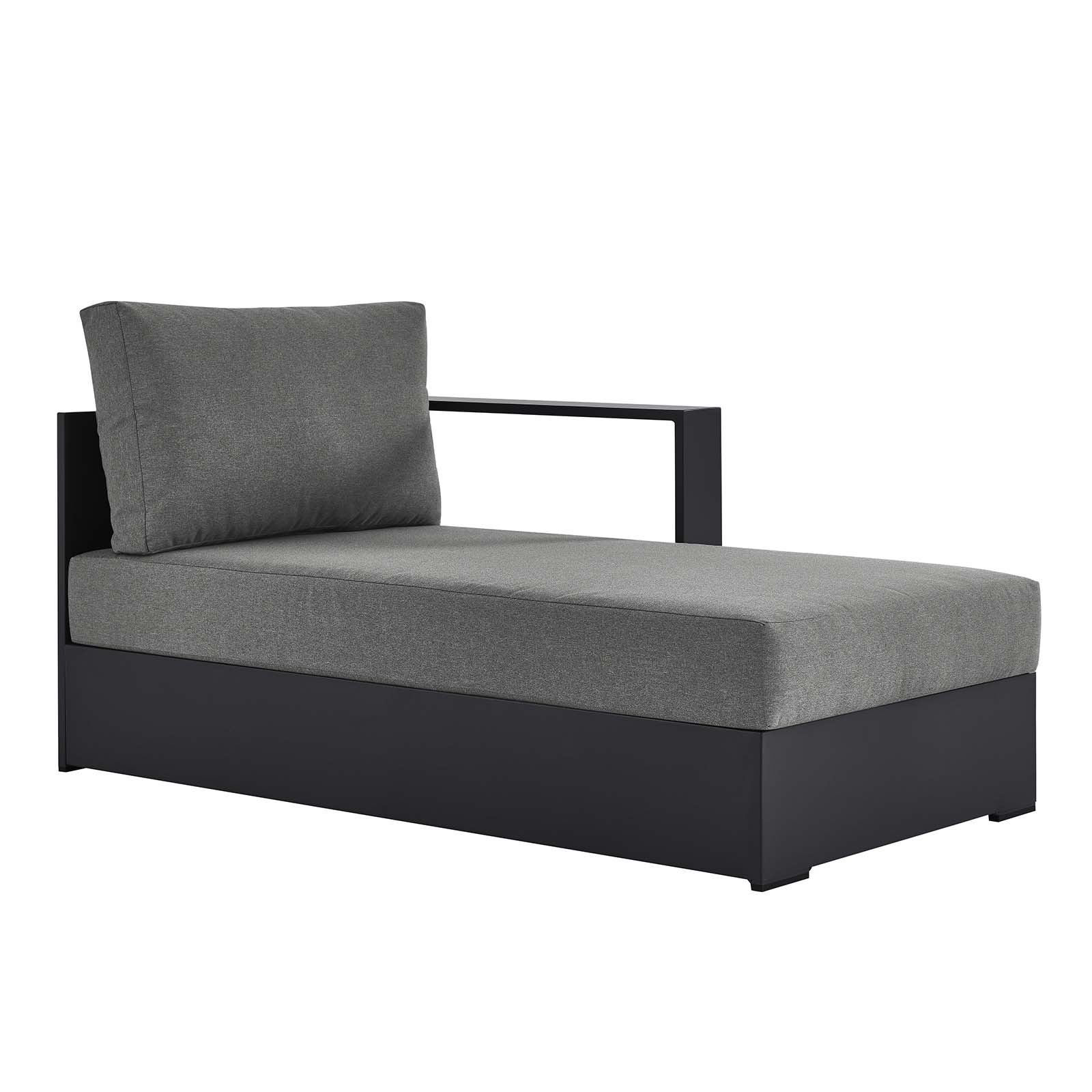 Modway Tahoe Outdoor Patio Powder-Coated Aluminum Modular Right-Facing Chaise Lounge in Gray Charcoal