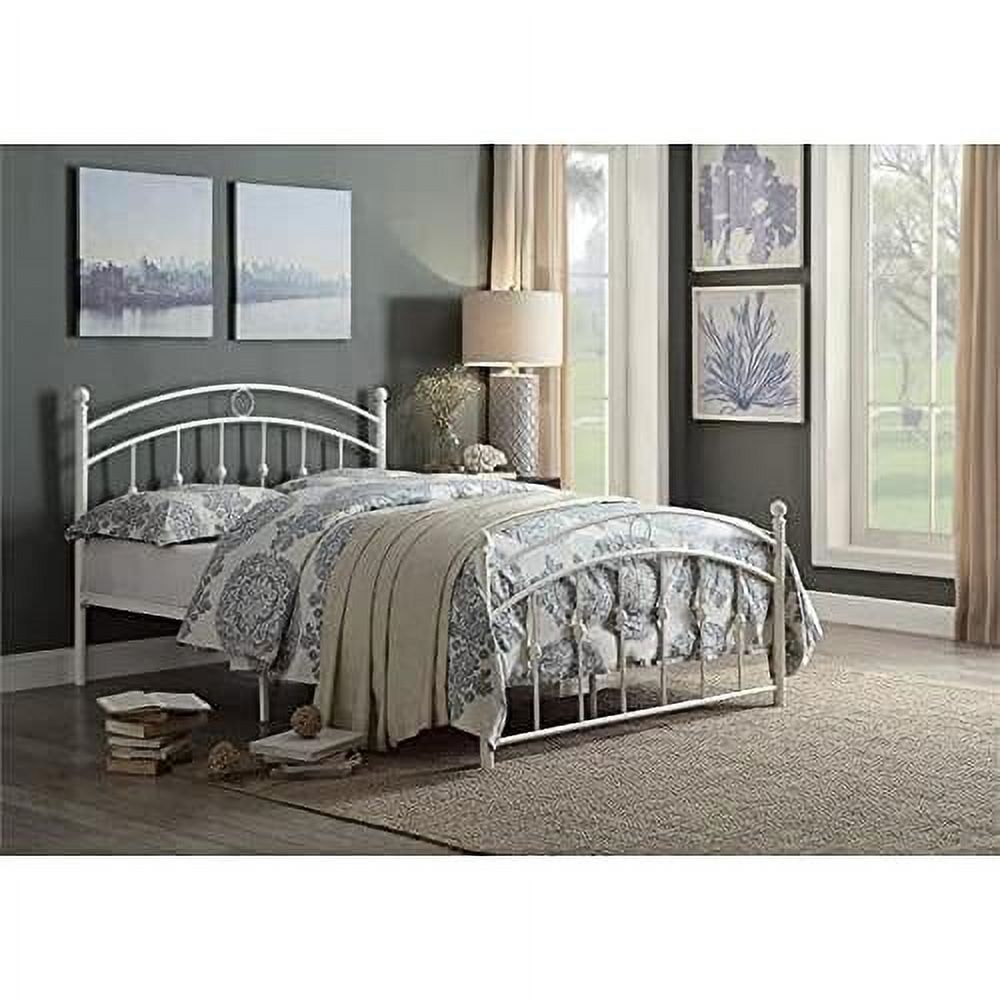 Traditional Metal Full Size Platform Bed In White