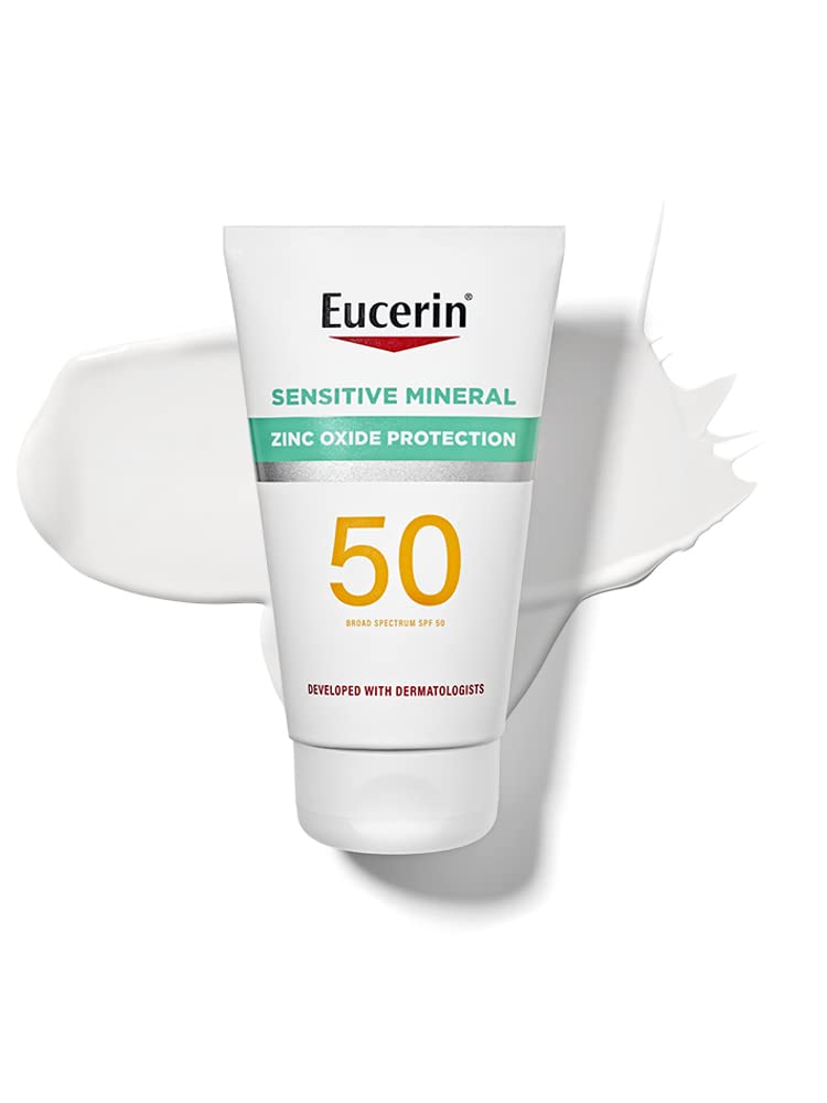 Eucerin Sun Sensitive Mineral Sunscreen Lotion Spf 50 With Zinc Oxide Protection, 4 Fl Oz Tube.