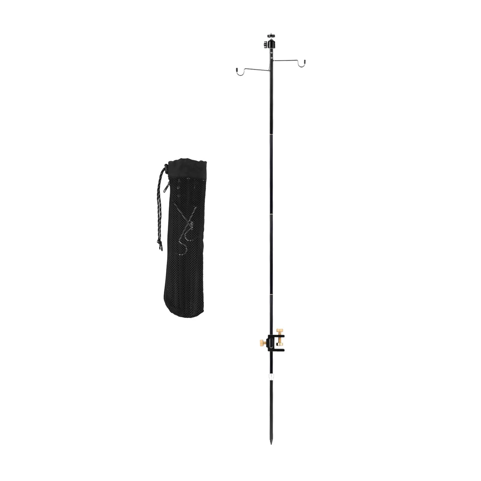 Camping Lantern Stand Light Hanging Pole Folding Portable Detachable Aluminum Lantern Pole Light Stand for BBQ Backpacking Garden Fishing