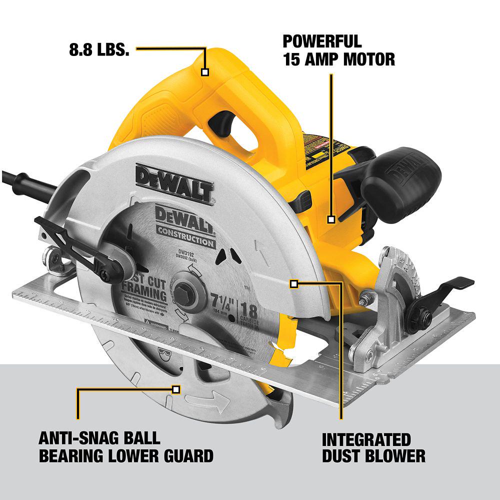 DeWALT DWE575 15A Corded 7-1/4 in. Lightweight Circular Saw