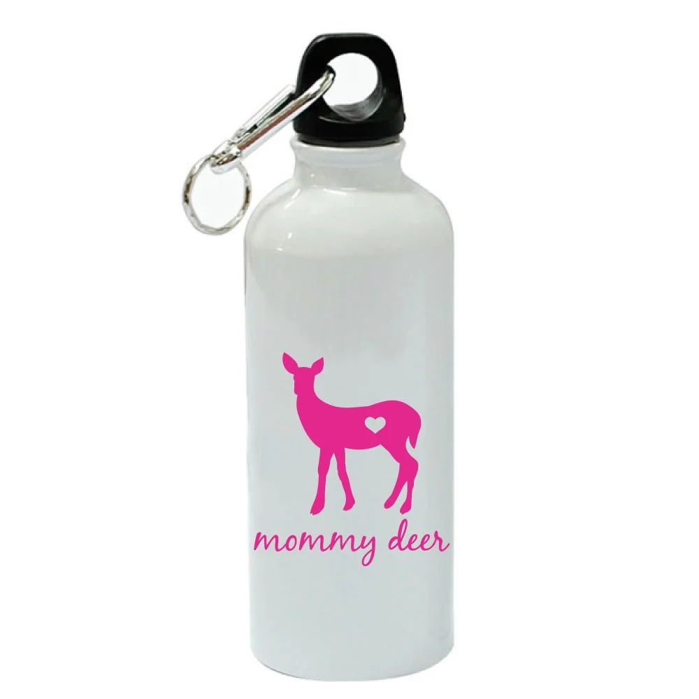 Mommy Deer White Aluminum Sports 20 oz Water Bottle