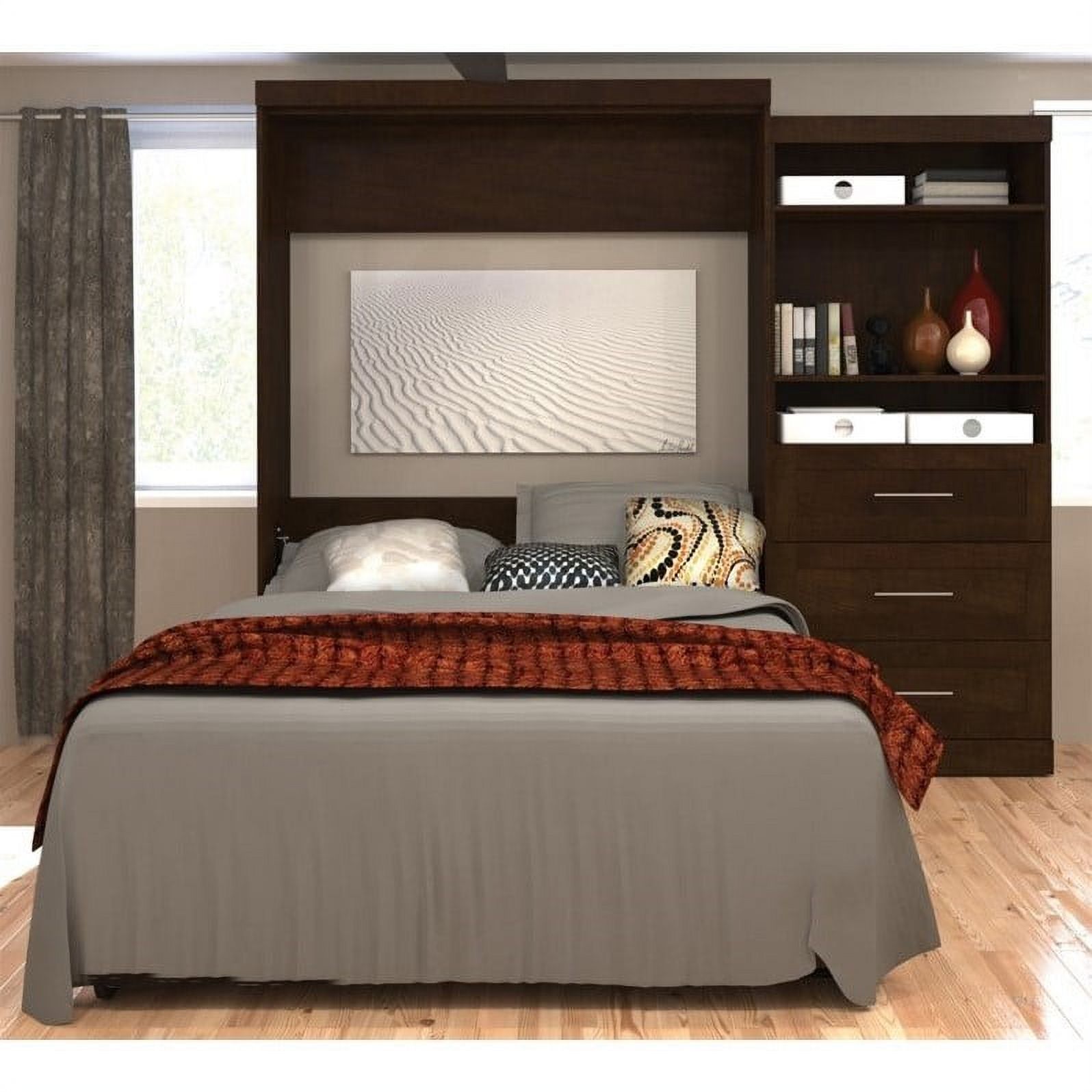 Atlin Designs Queen Wall Bed with Storage in Chocolate