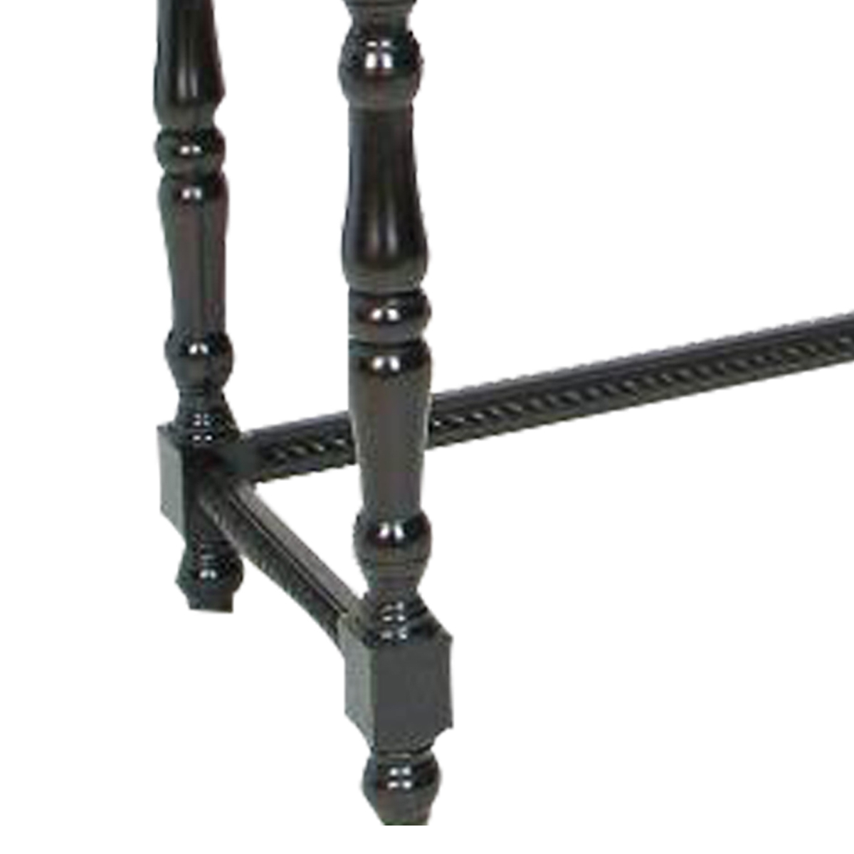 Benjara BM213517 Wooden Console Table with Carved Details & Turned Legs - Black