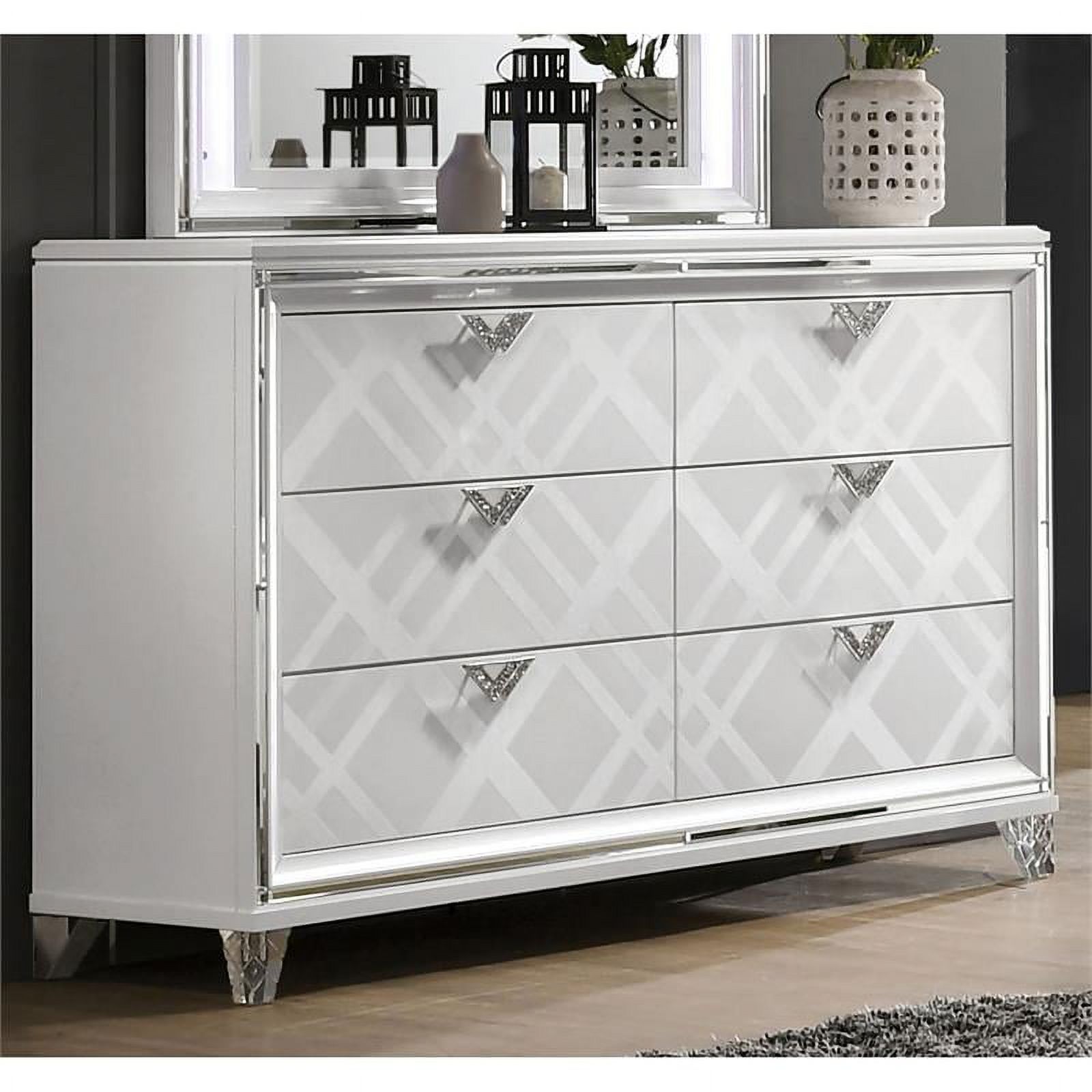 Furniture of America Anaiya Wood 2-Piece Dresser and Mirror Set in White